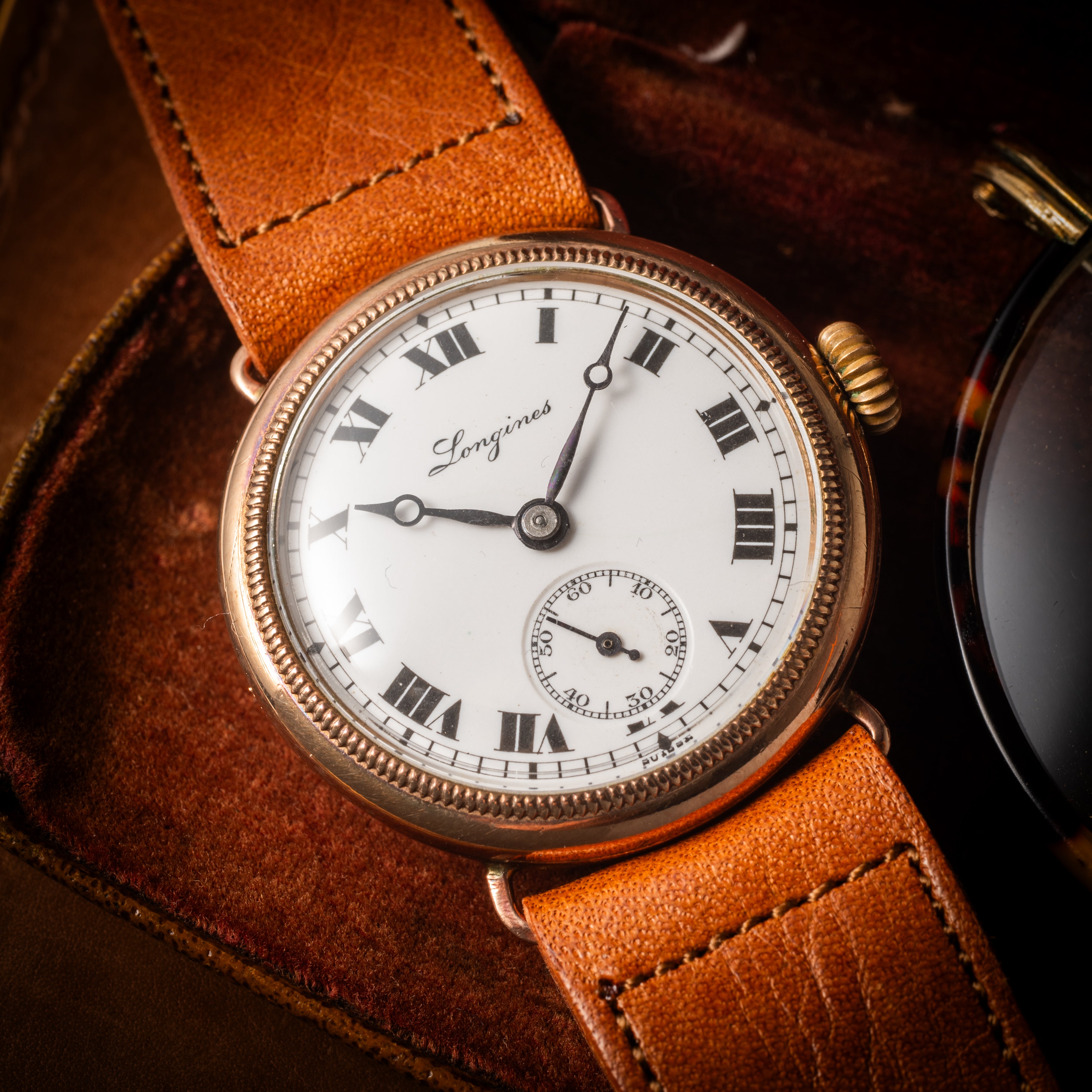 ロンジン ポーセリンダイヤル 1920年代製 9金無垢 手巻き Cal.11.84N 純正尾錠付き