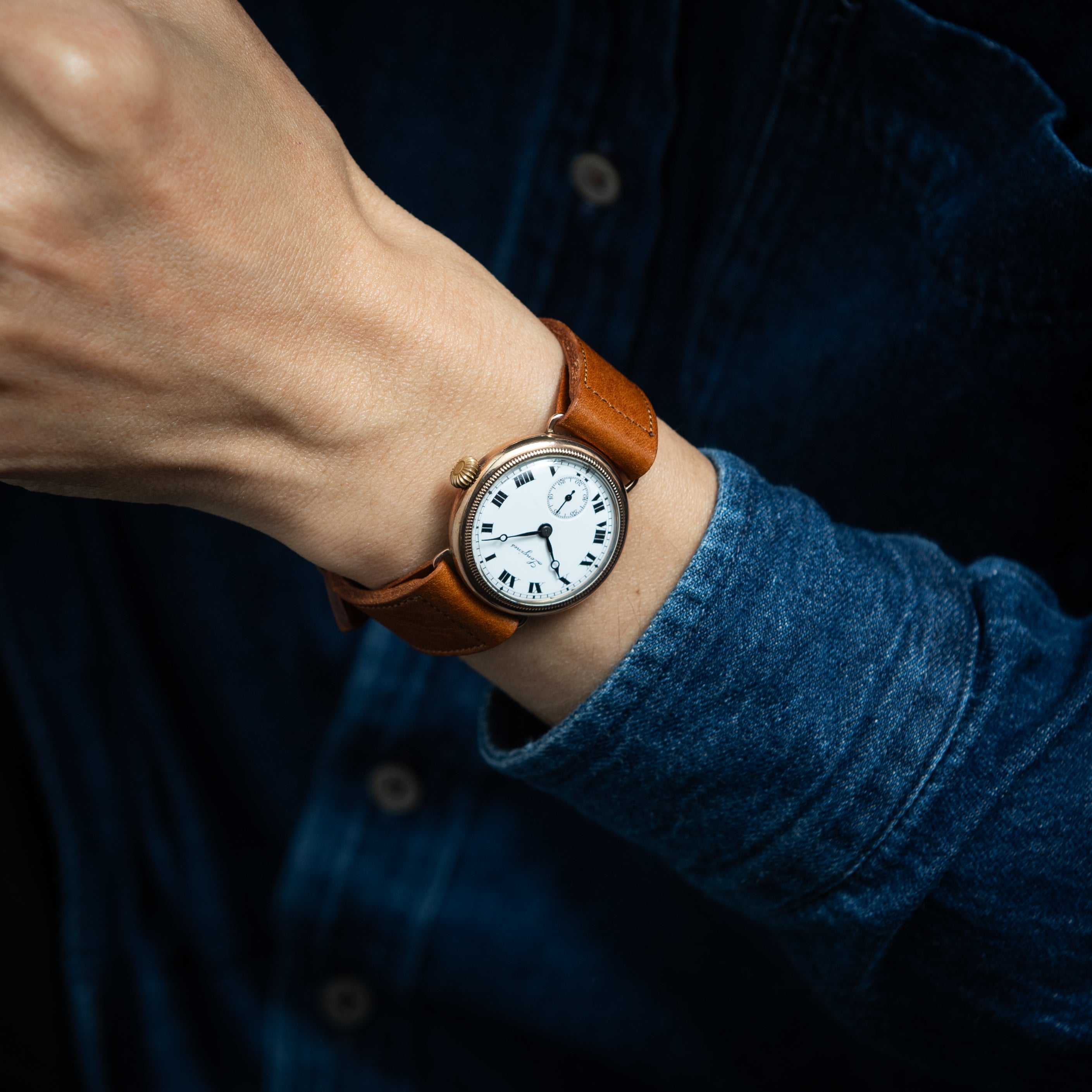 ロンジン ポーセリンダイヤル 1920年代製 9金無垢 手巻き Cal.11.84N 純正尾錠付き