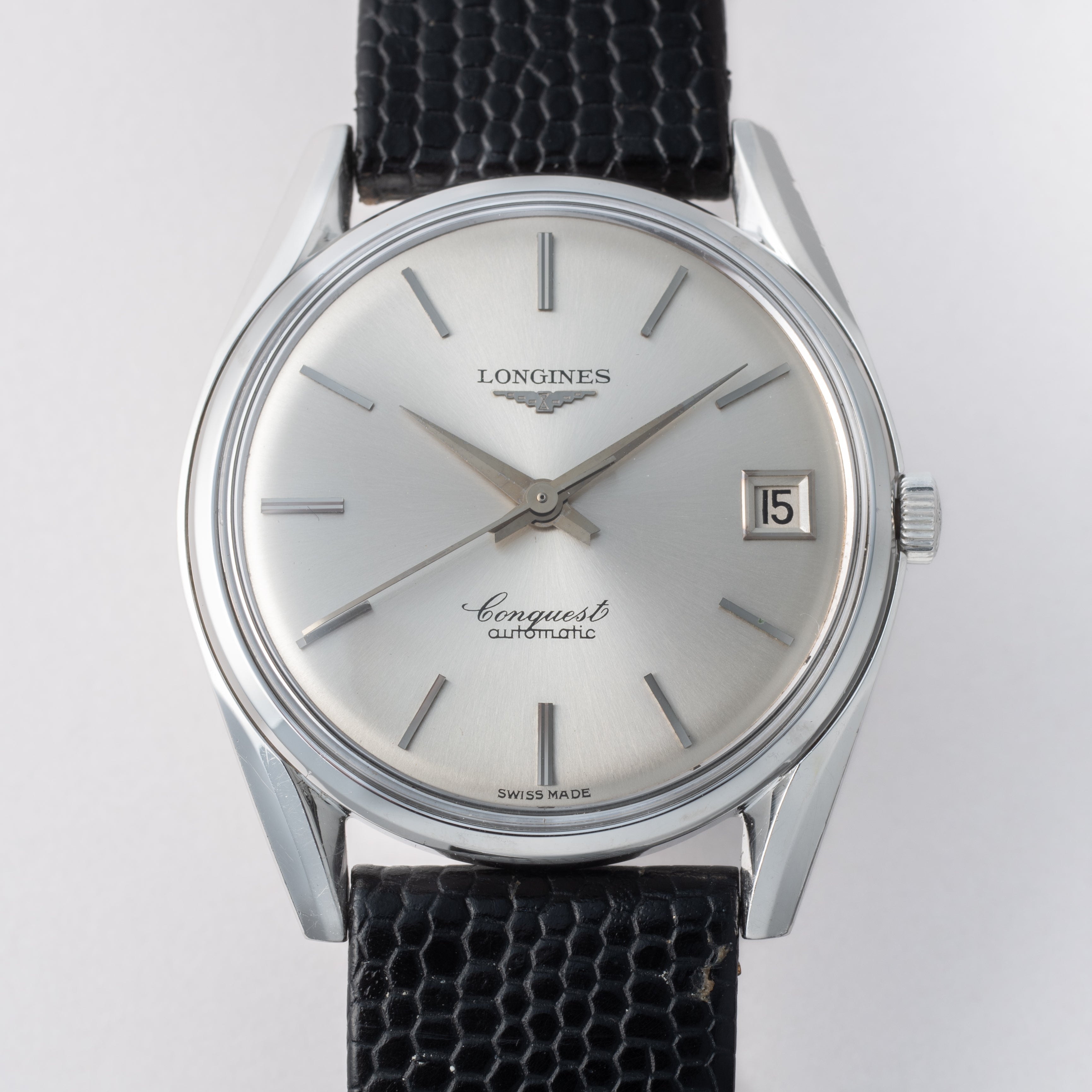 ロンジン コンクエスト1960年代製 Ref.7171-5 ステンレスモデル 純正革ベルト、純正尾錠付き