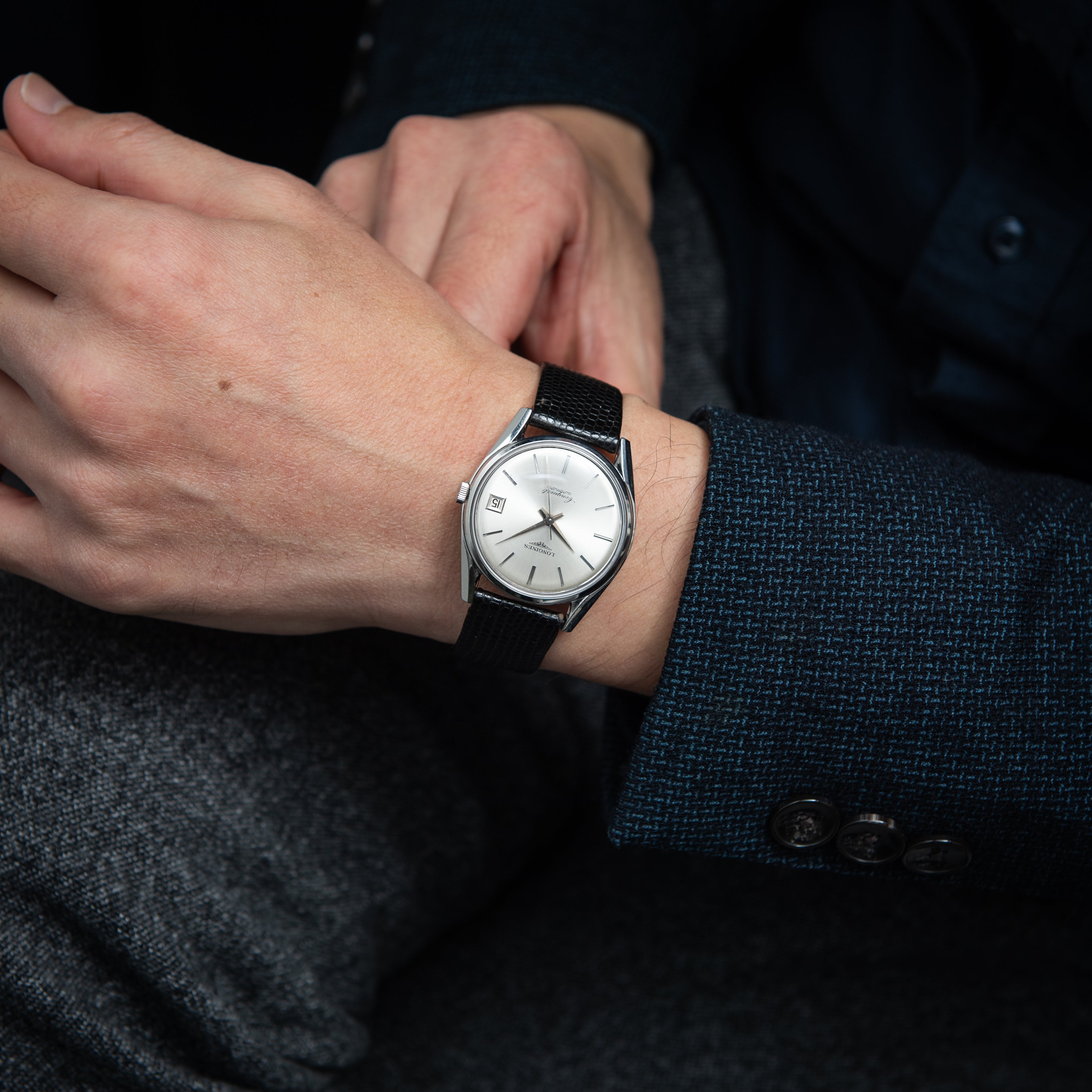 ロンジン コンクエスト1960年代製 Ref.7171-5 ステンレスモデル 純正革ベルト、純正尾錠付き