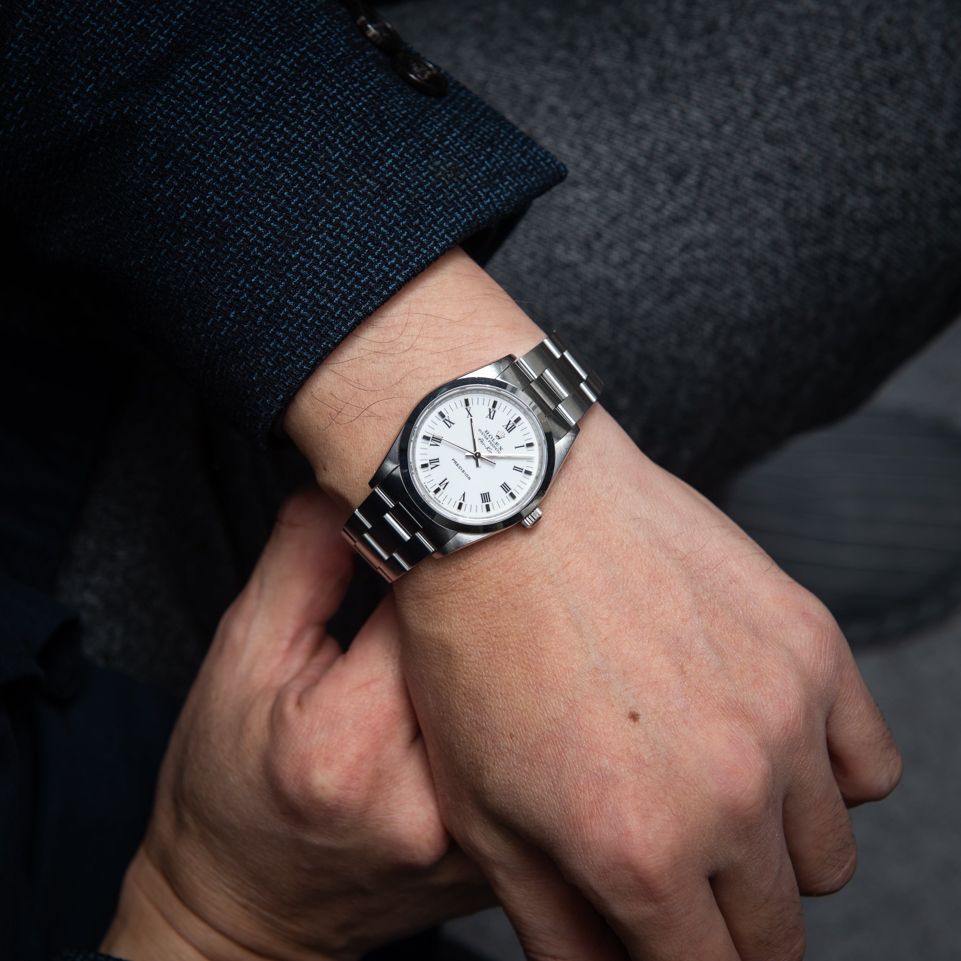 ロレックス エアキング 1992年製 Ref.14000 ホワイトローマンダイヤル 箱、ギャラ、冊子付き