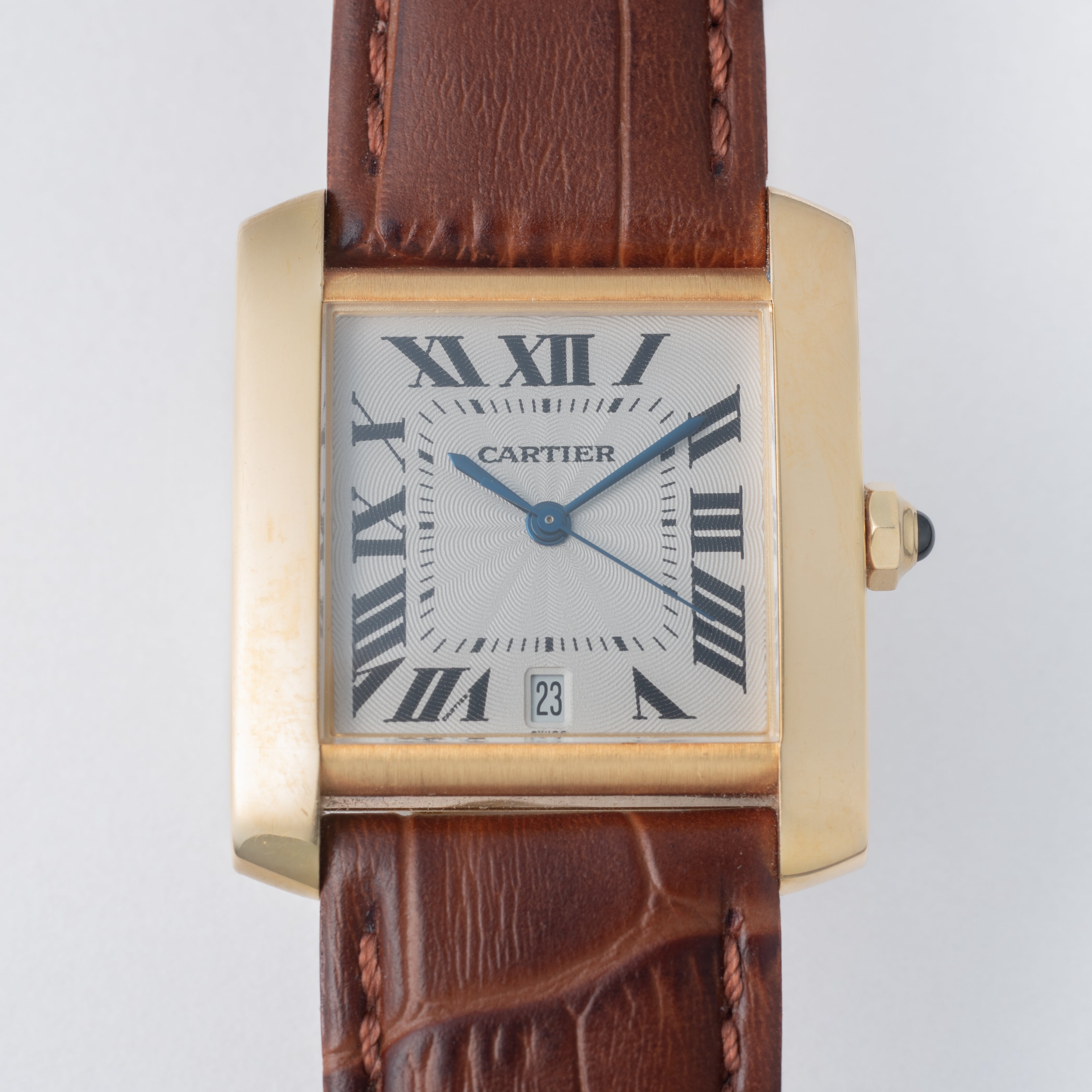 カルティエ タンク フランセーズ 1990年代製 LMサイズ 18金イエローゴールド ギョーシェダイヤル