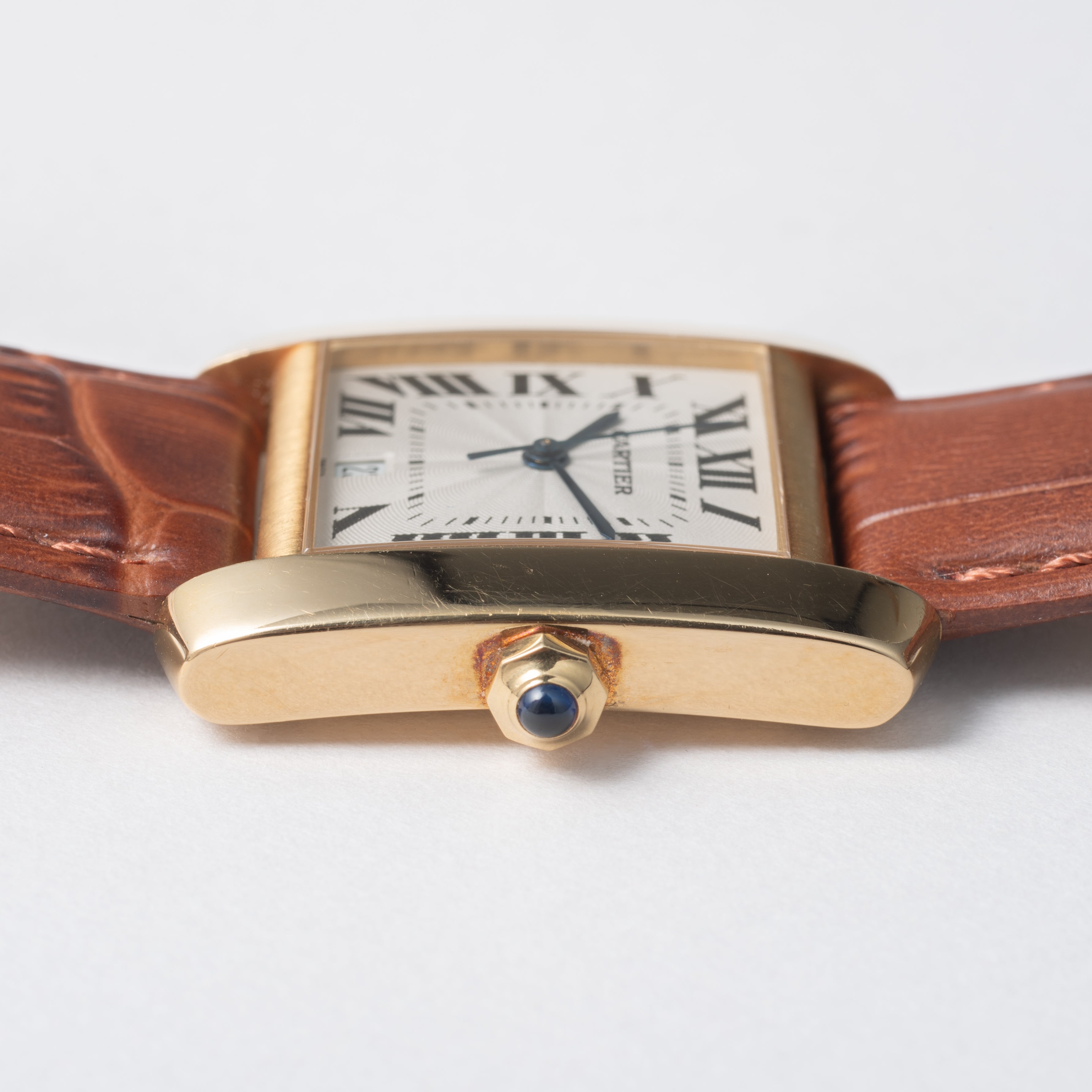 カルティエ タンク フランセーズ 1990年代製 LMサイズ 18金イエローゴールド ギョーシェダイヤル