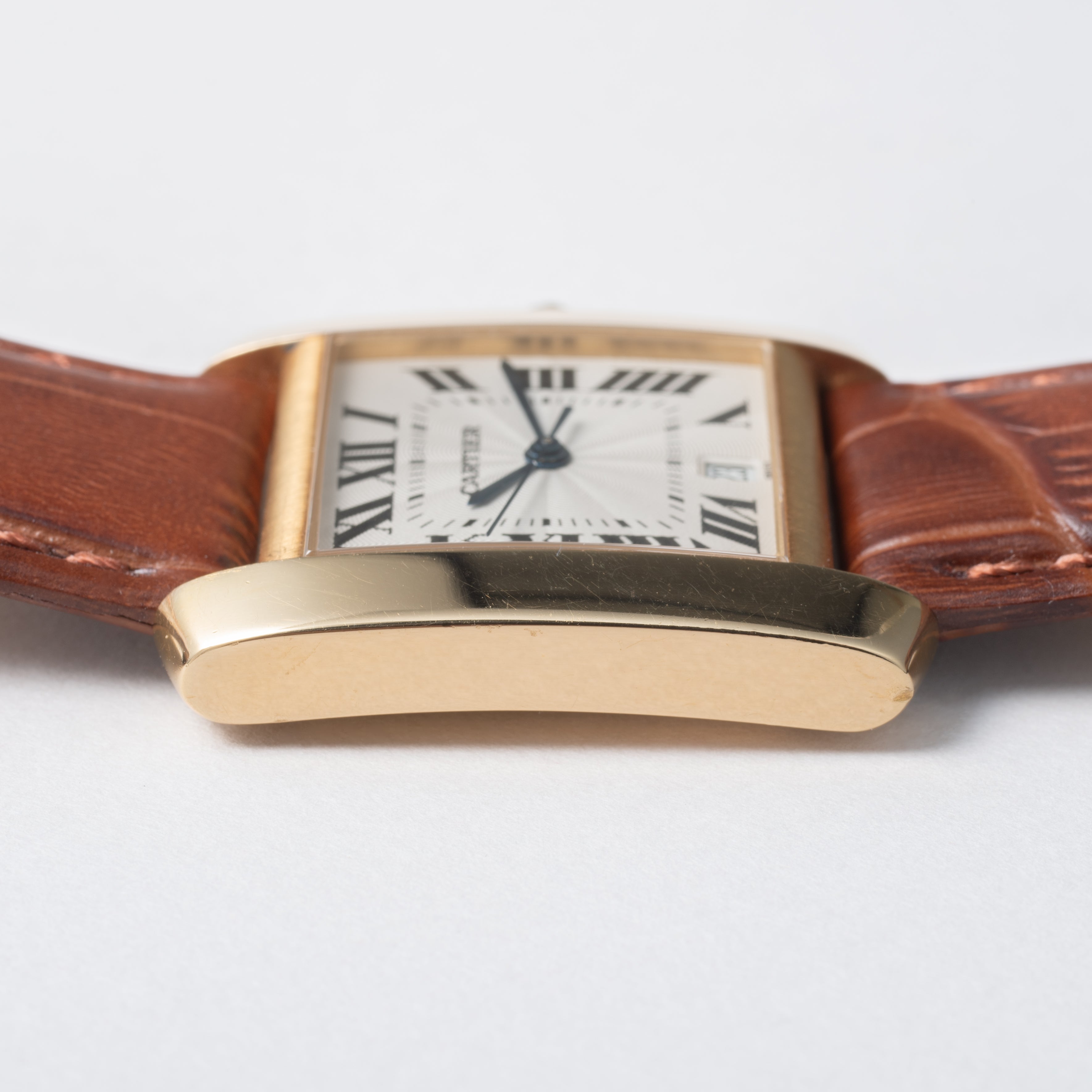 カルティエ タンク フランセーズ 1990年代製 LMサイズ 18金イエローゴールド ギョーシェダイヤル