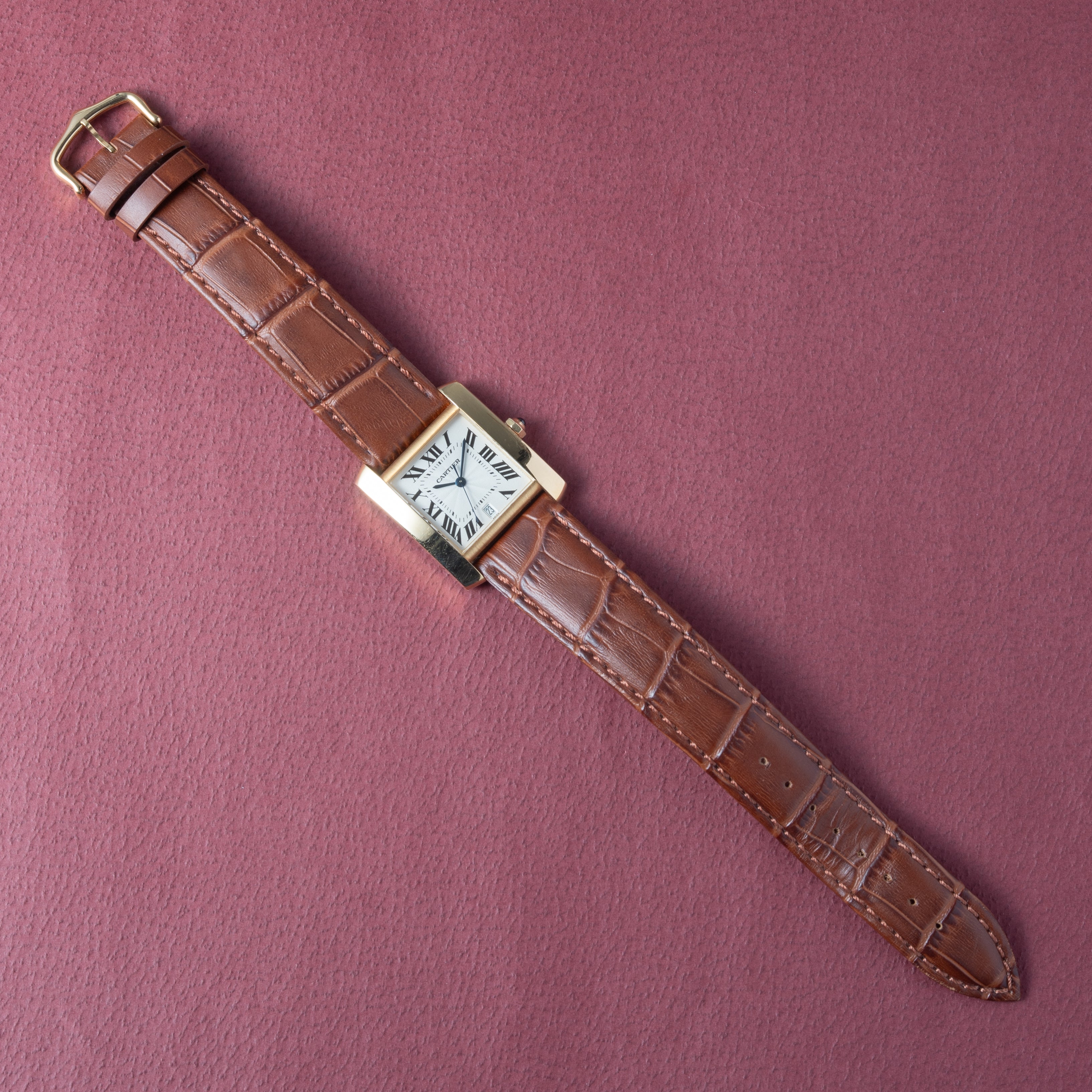 カルティエ タンク フランセーズ 1990年代製 LMサイズ 18金イエローゴールド ギョーシェダイヤル