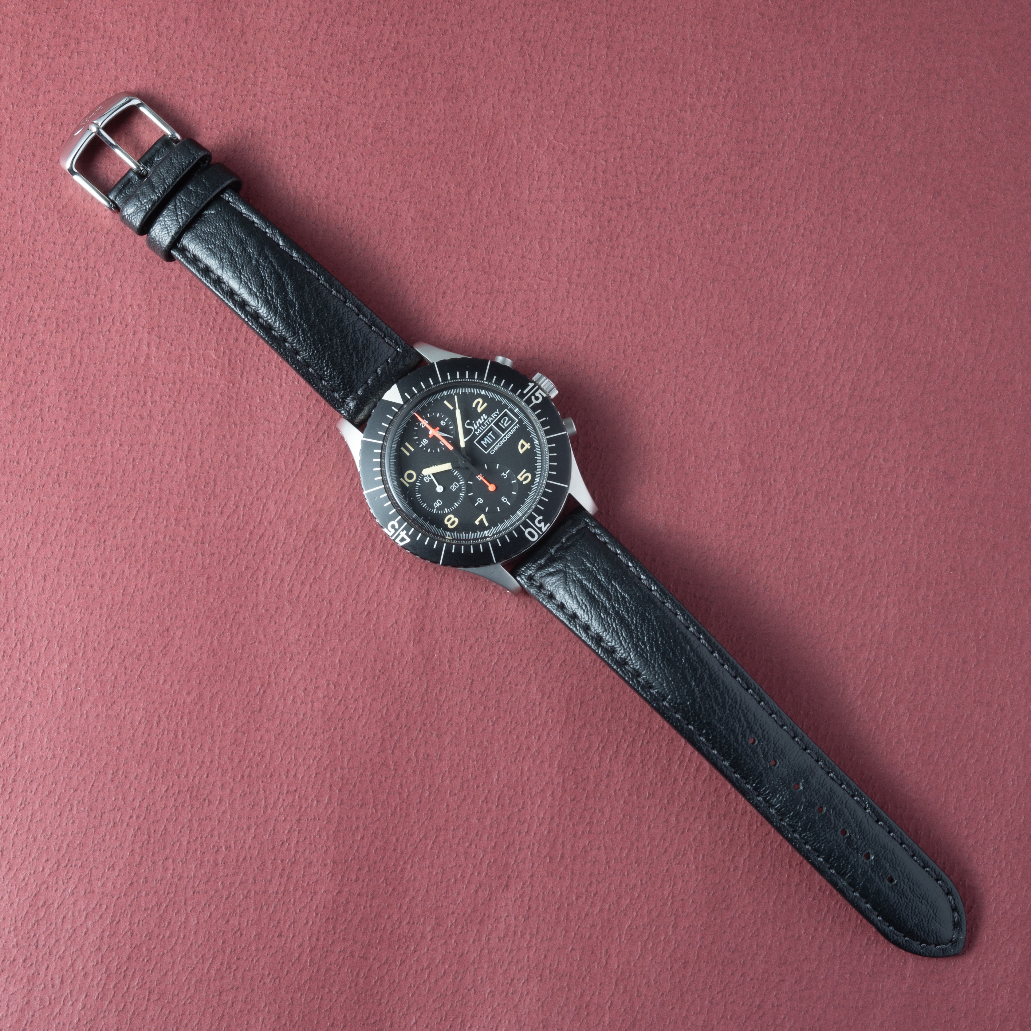 ジン ミリタリークロノグラフ 1990年代製 レマニアCal.5100搭載自動巻き 純正尾錠付き