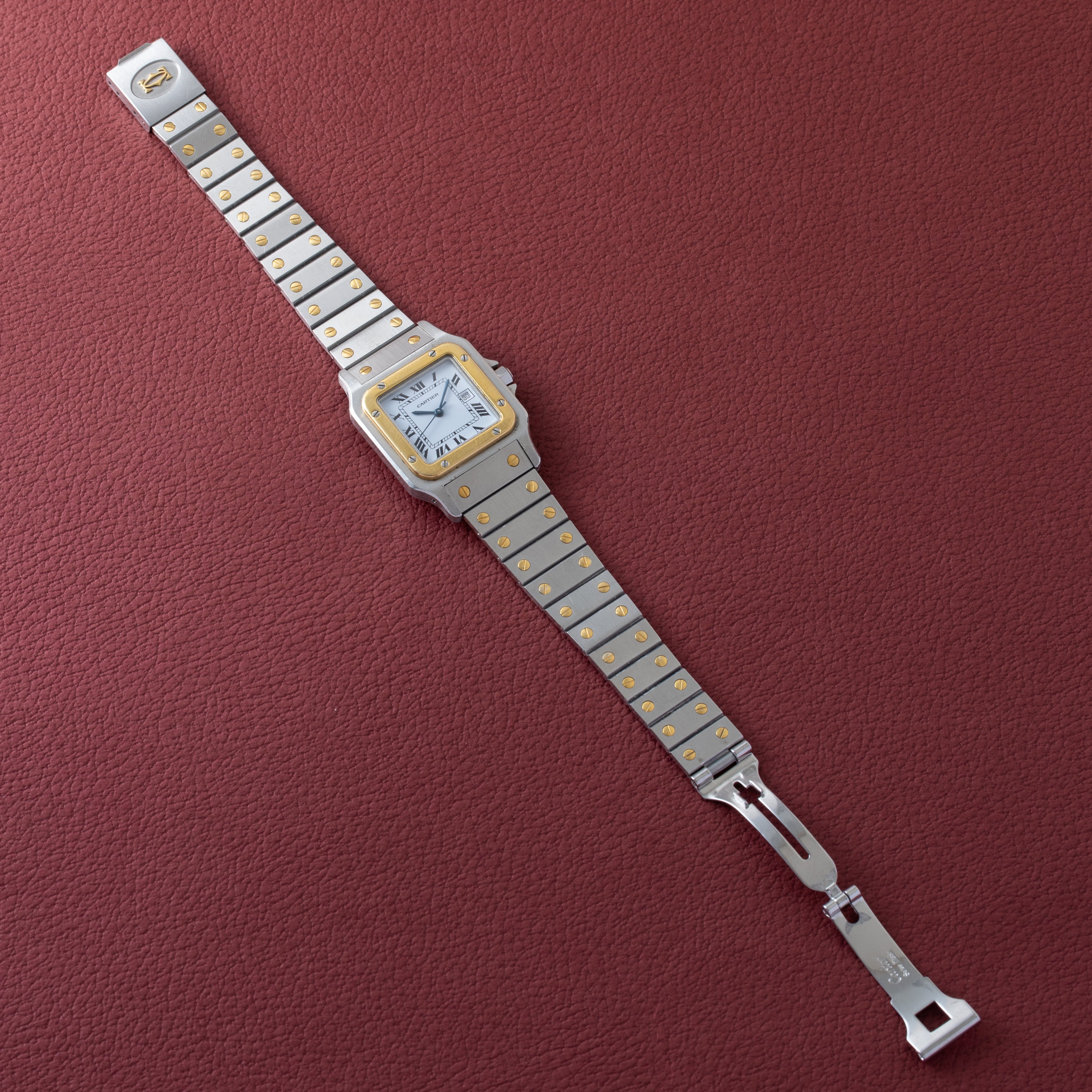 カルティエ サントス コンビLM 1980年代製 ホワイトエナメルローマンダイヤル