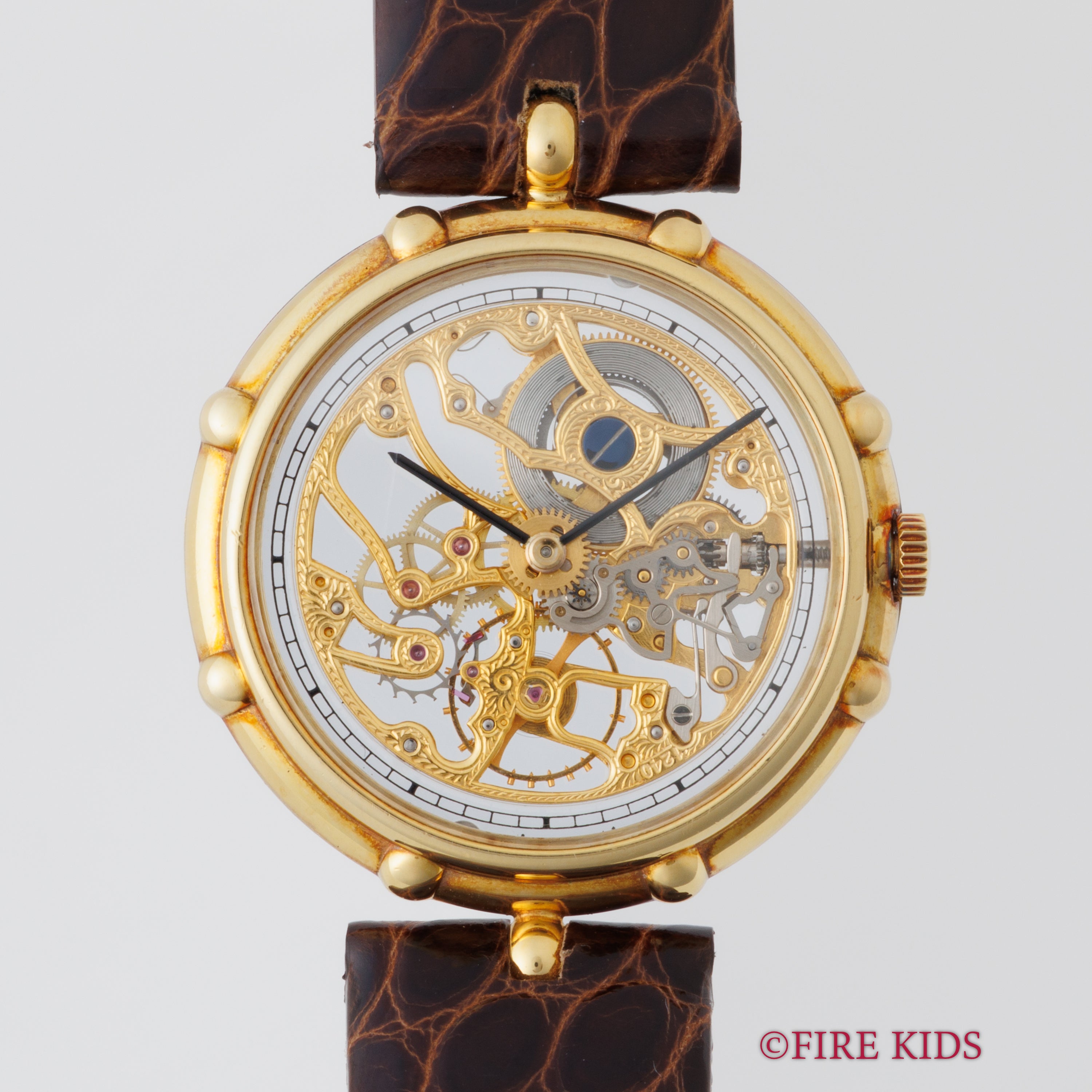 ジェラルド・ジェンタ 18金無垢両面スケルトン 1980年代製 Ref.G2873 手巻純正金無垢尾錠