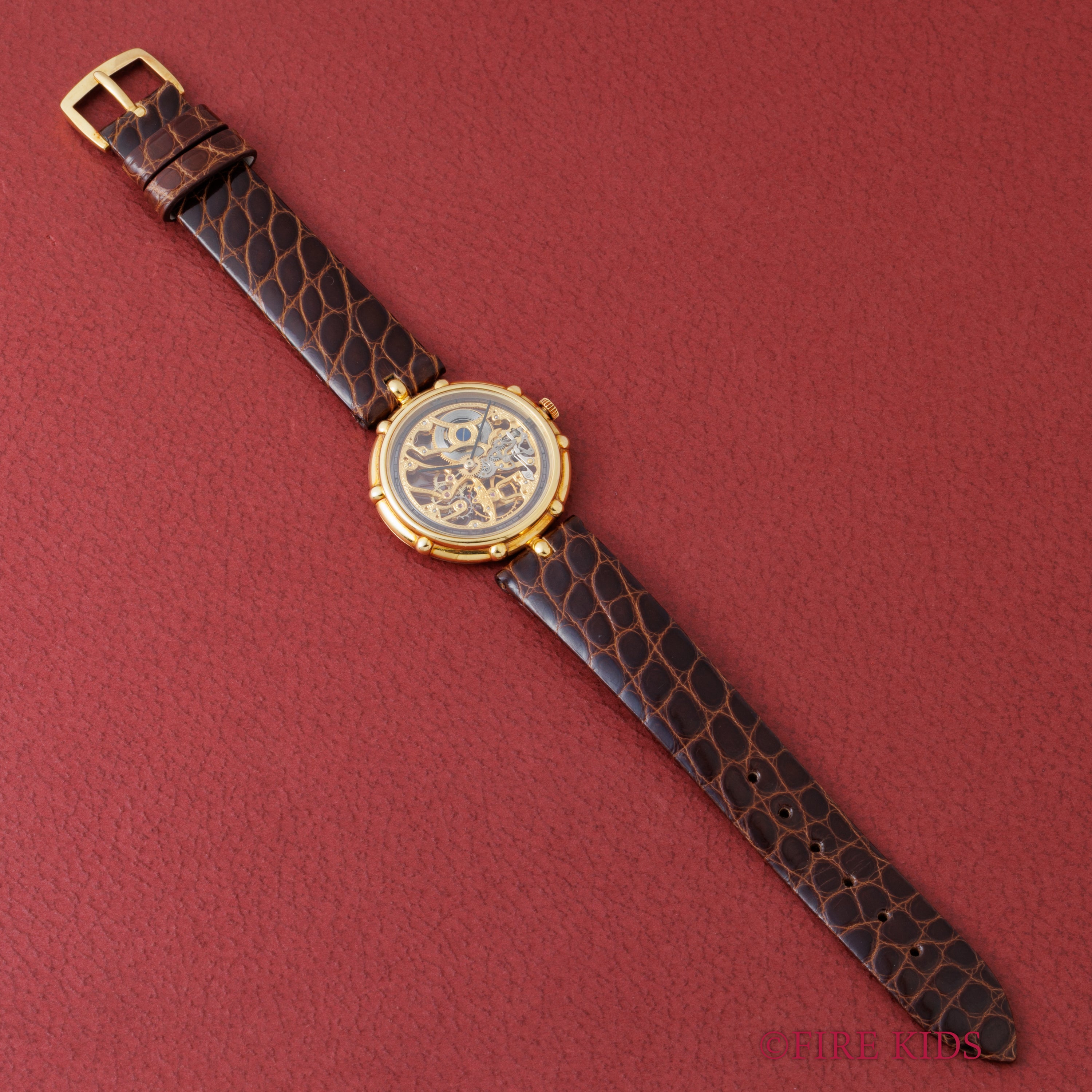 ジェラルド・ジェンタ 18金無垢両面スケルトン 1980年代製 Ref.G2873 手巻純正金無垢尾錠