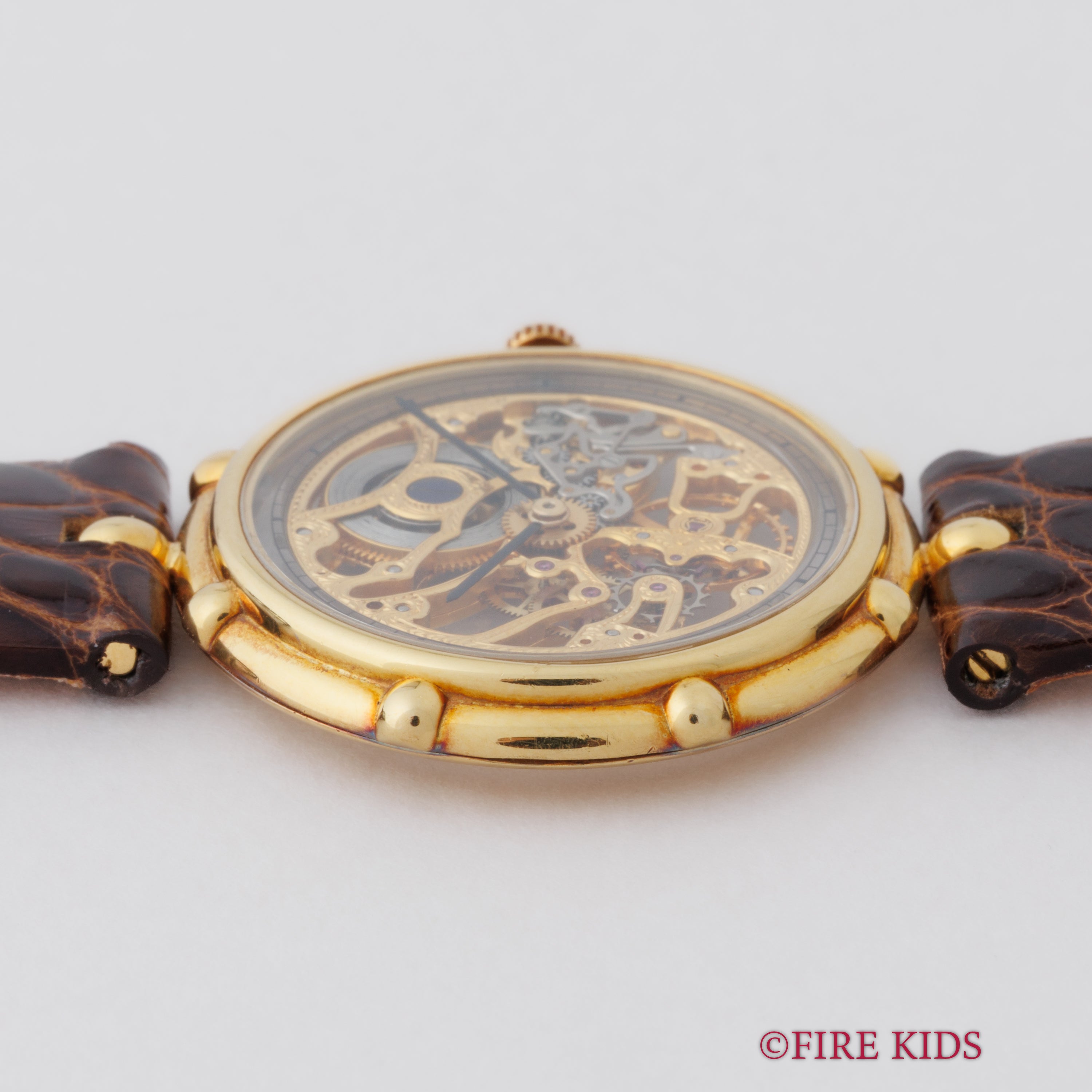 ジェラルド・ジェンタ 18金無垢両面スケルトン 1980年代製 Ref.G2873 手巻純正金無垢尾錠