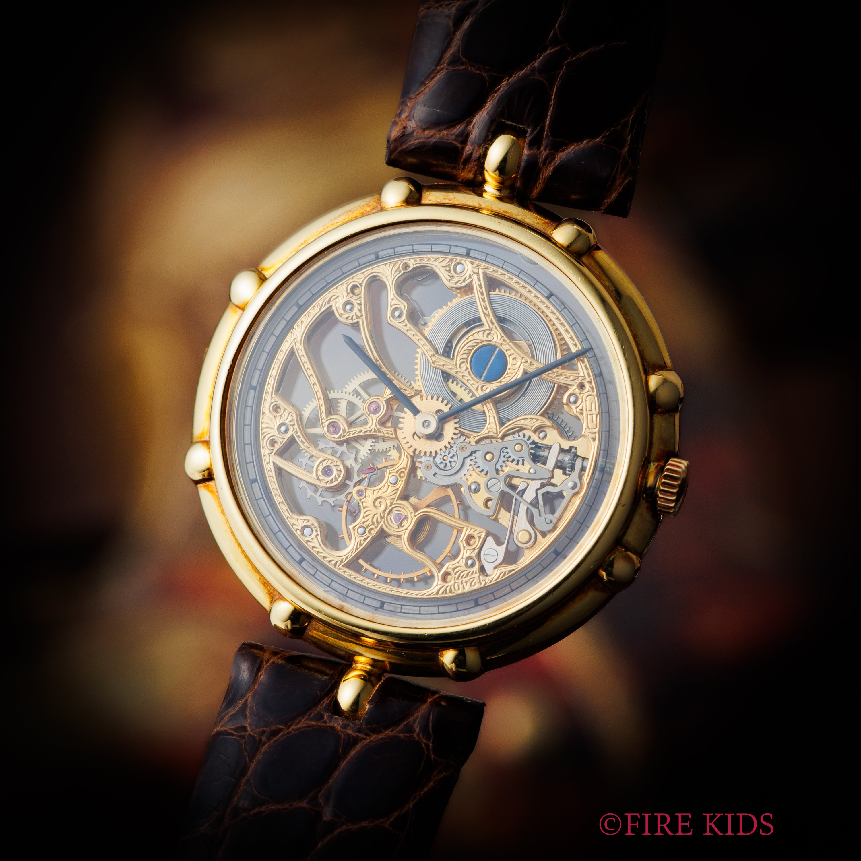 ジェラルド・ジェンタ 18金無垢両面スケルトン 1980年代製 Ref.G2873 手巻純正金無垢尾錠