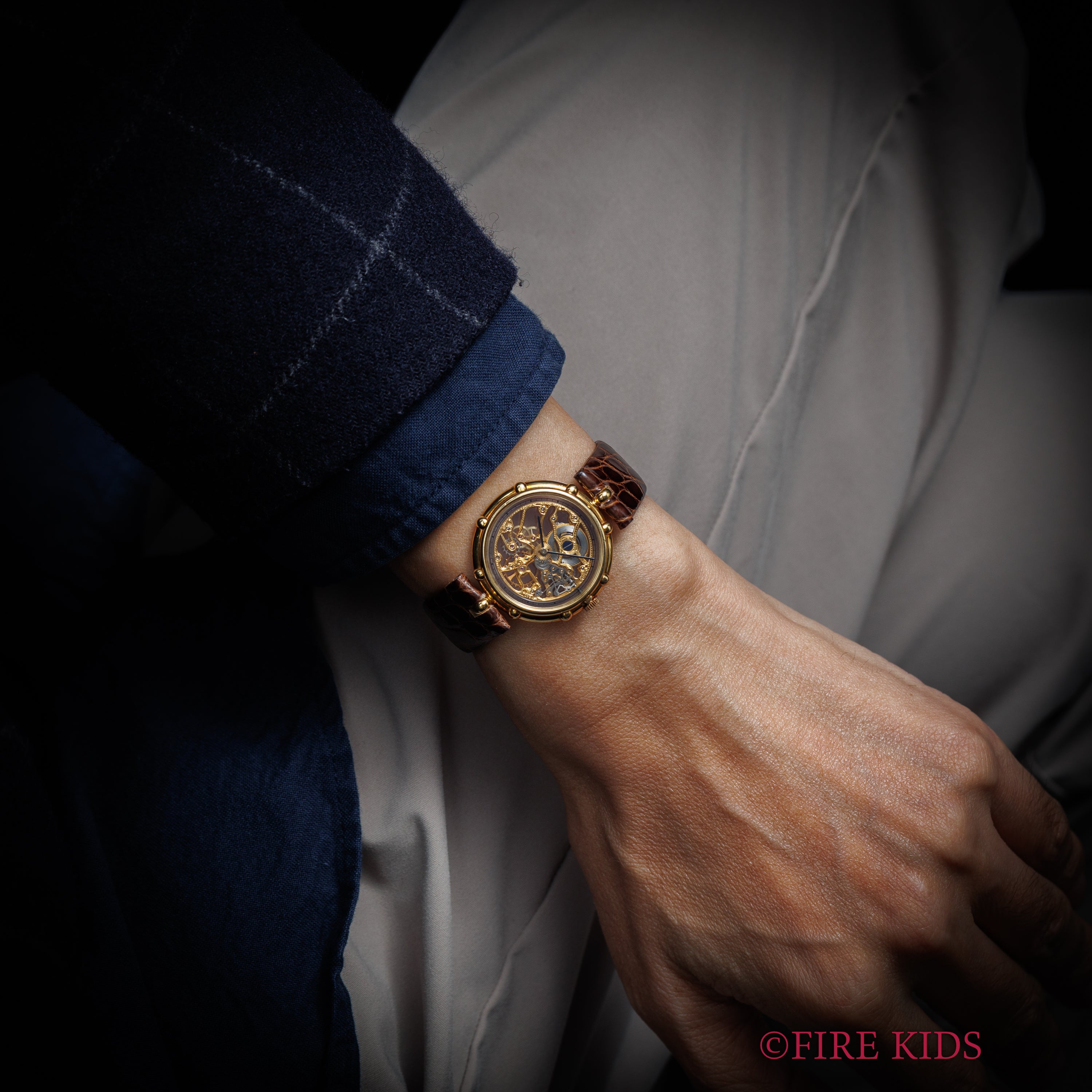 ジェラルド・ジェンタ 18金無垢両面スケルトン 1980年代製 Ref.G2873 手巻純正金無垢尾錠