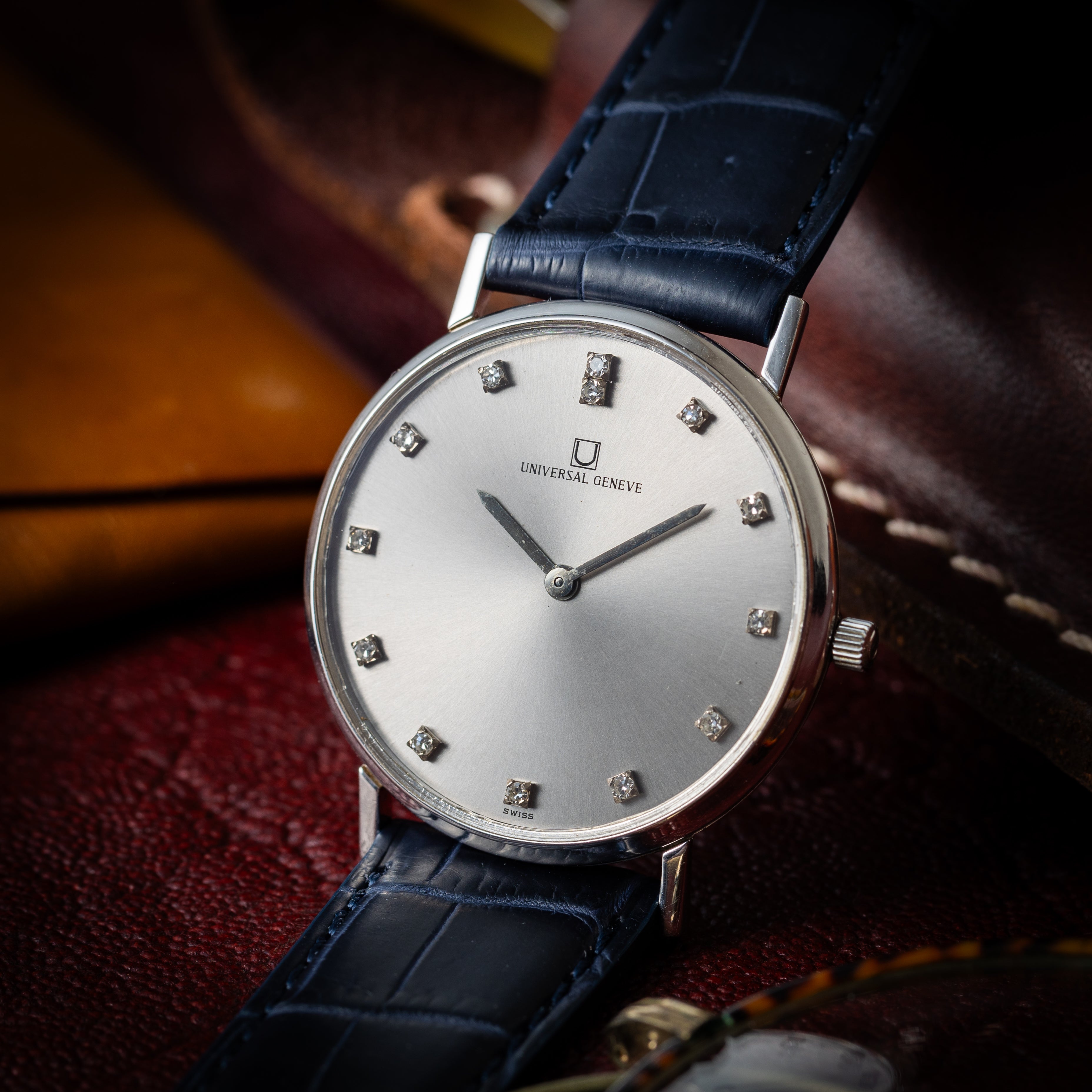 ユニバーサルジュネーブ 18金無垢 手巻き 13Pダイヤインデックス 1970年代製