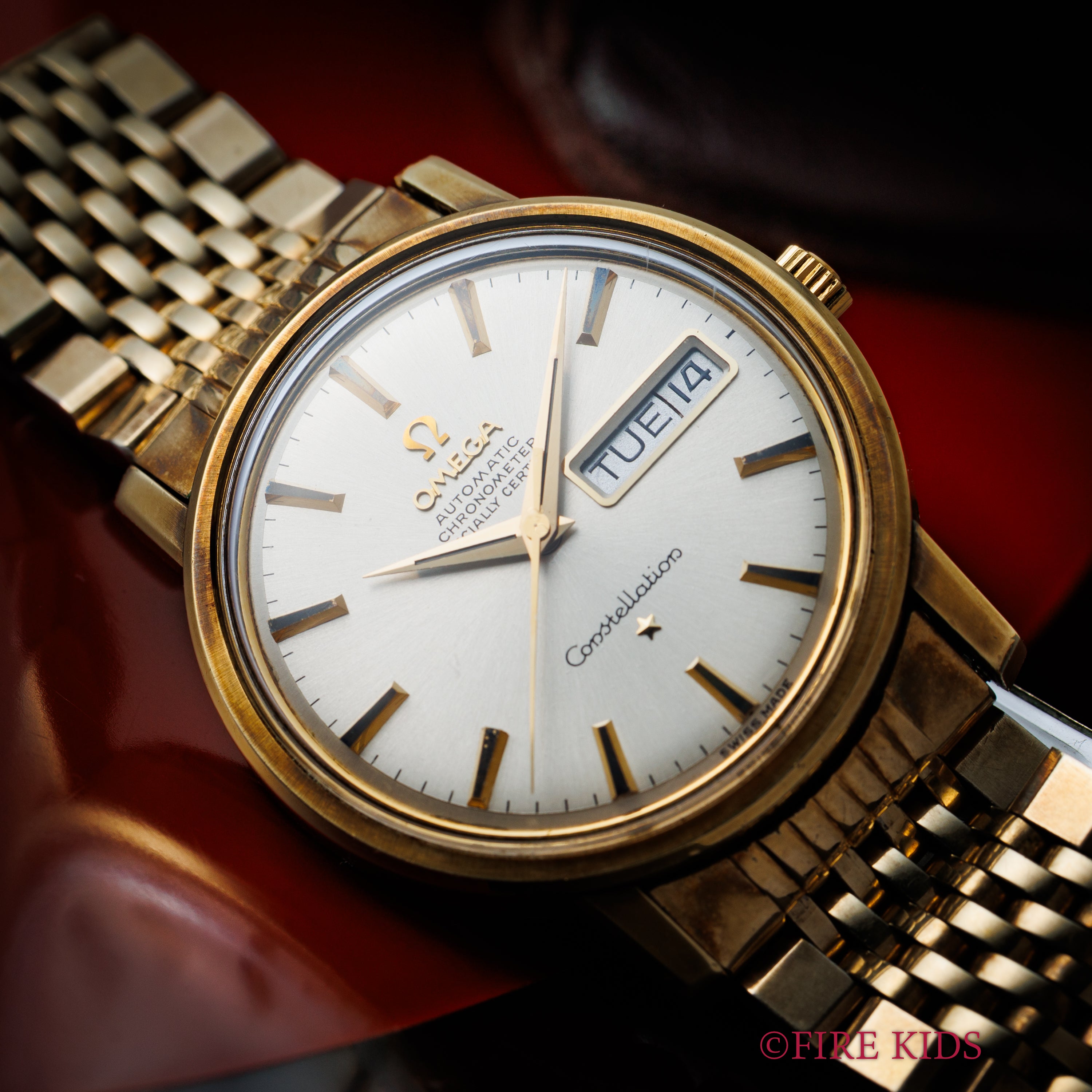 オメガ コンステレーション ラウンドケース トップゴールド 自動巻き 1968年製 Ref.168.016 純正ブレス付き