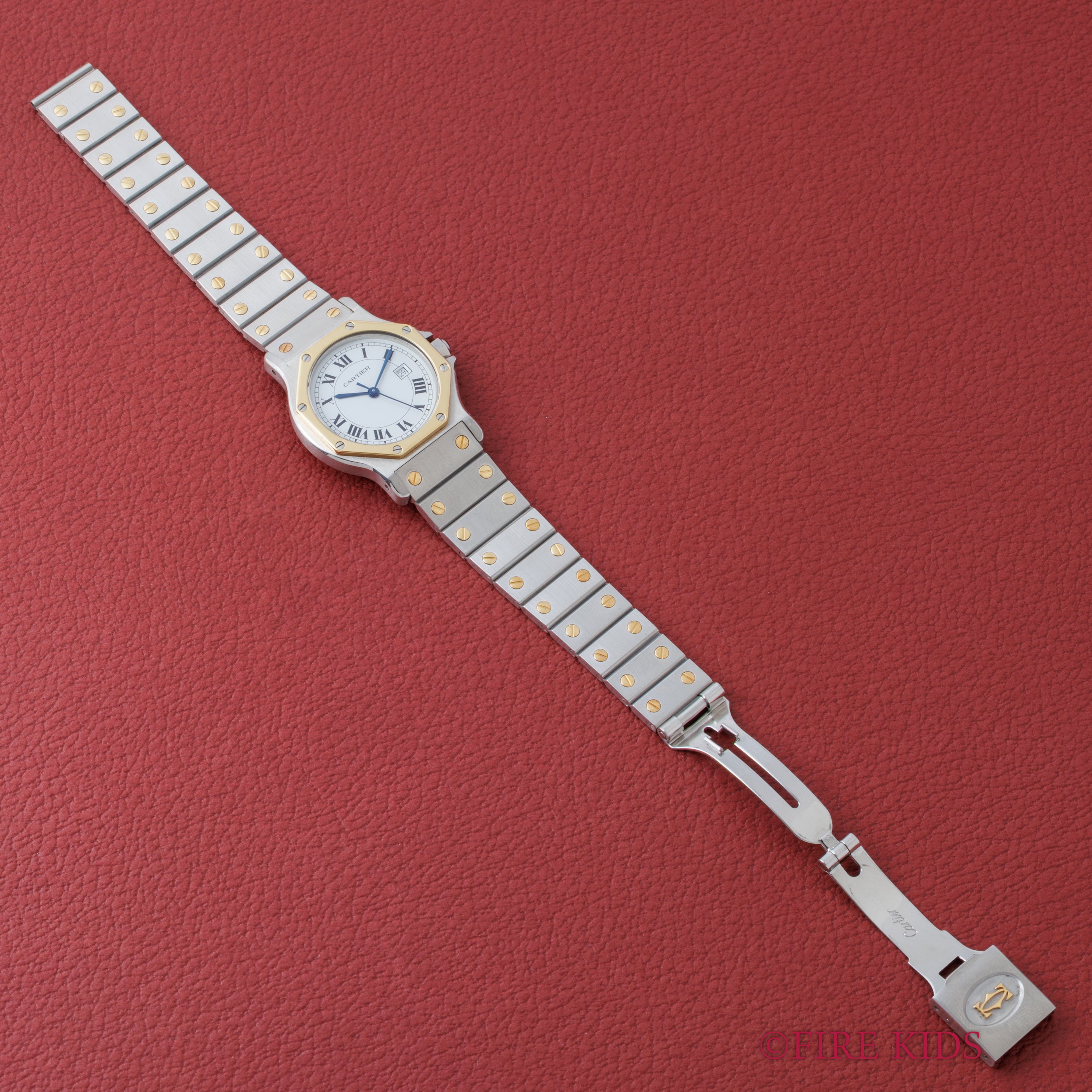 カルティエ サントスオクタゴン LMサイズ 1980年代製 自動巻 コンビ 純正ブレス