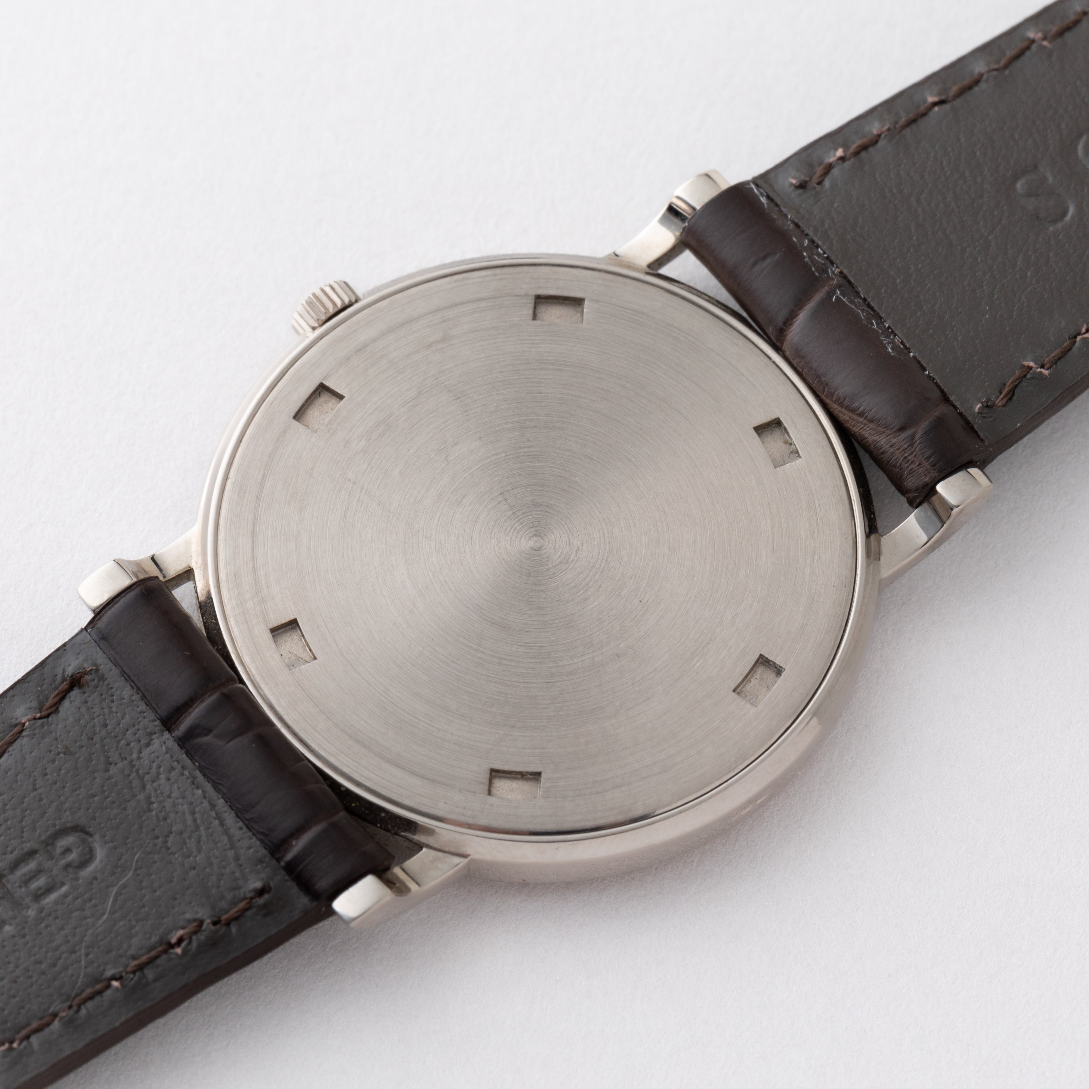 パテックフィリップ 1990年代製 18KWG ラウンドケース ホワイトローマンダイヤル 手巻き 純正中古革ベルト付き