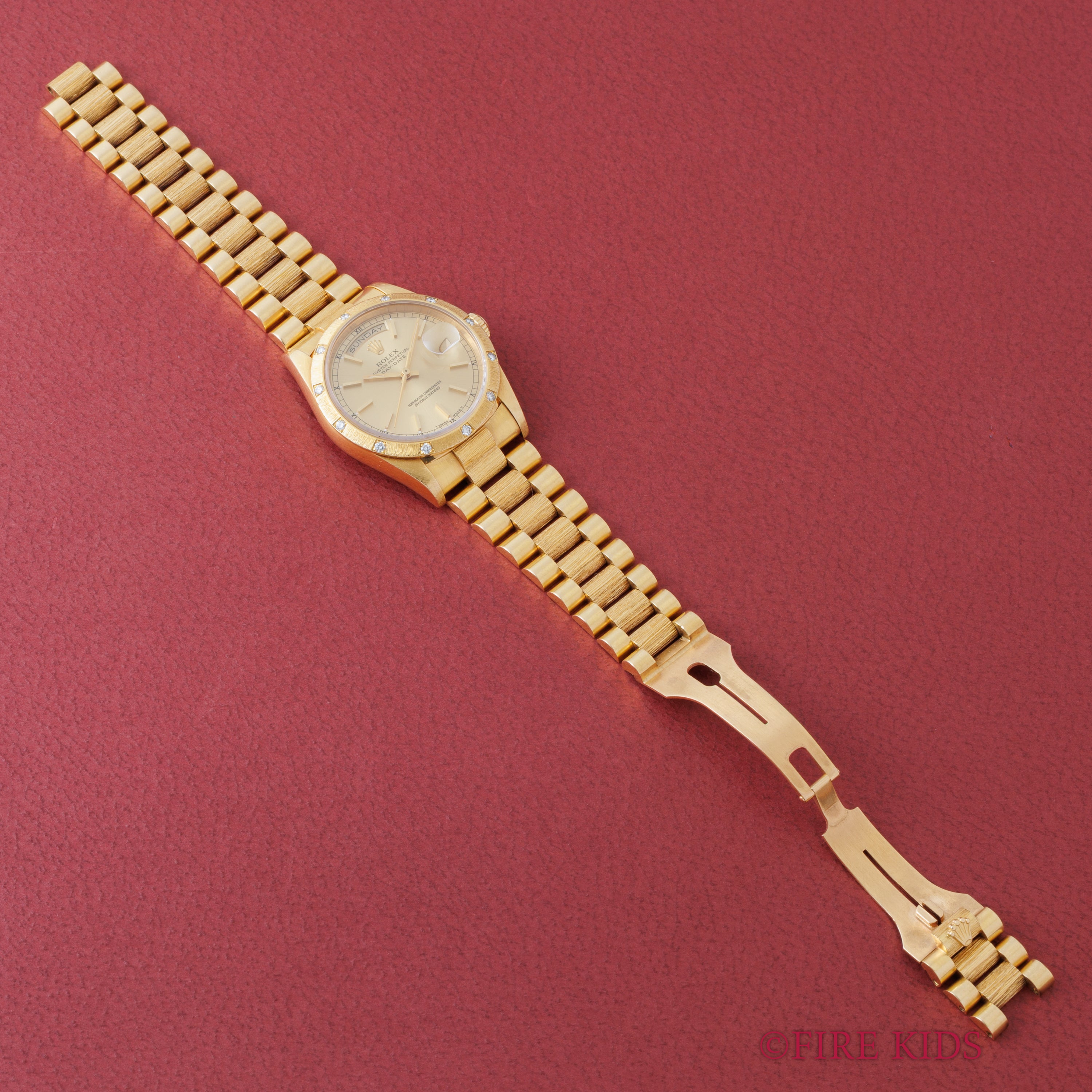 ロレックス デイデイトRef.18308 バークベゼル、ブレス 18金無垢 ベゼルダイヤ 1990~91年製