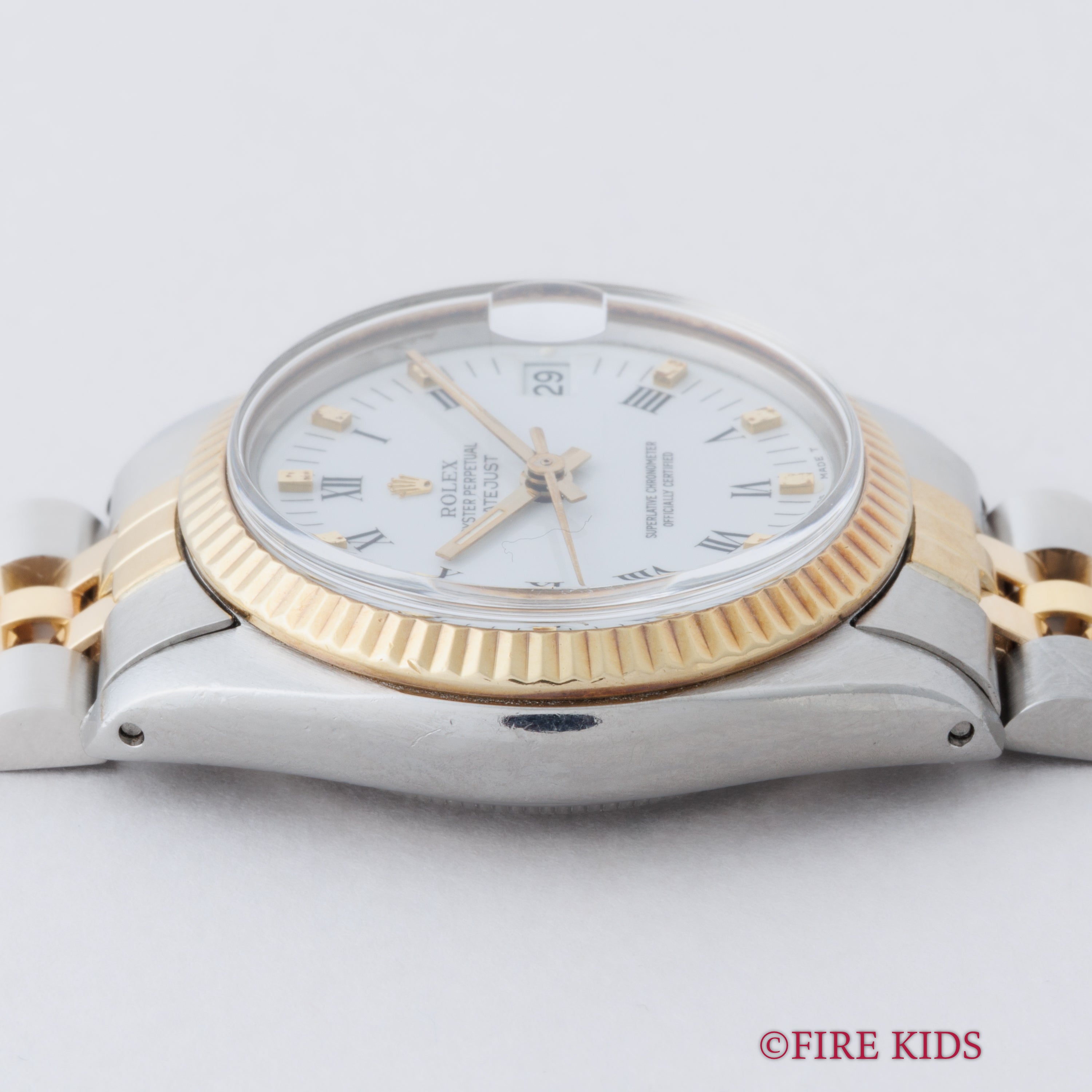 ロレックス 30㎜デイトジャストコンビ 1979年製 ホワイトローマンダイヤル Ref.6827 ギャラ付