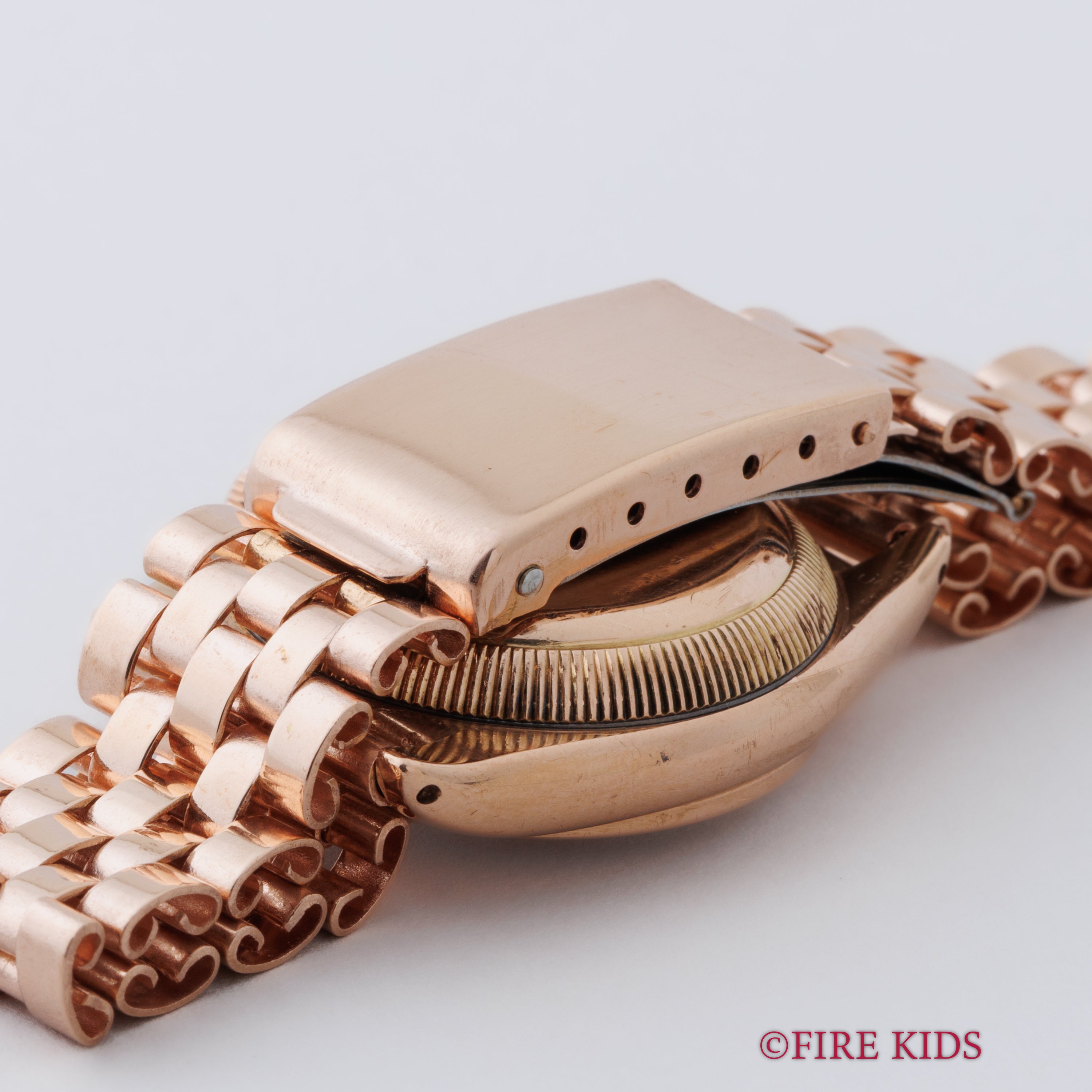 ロレックス 9金無垢ピンクゴールド バブルバック 1938年製 Ref.3372 エンジンターンドベゼル CLEWCOブレス