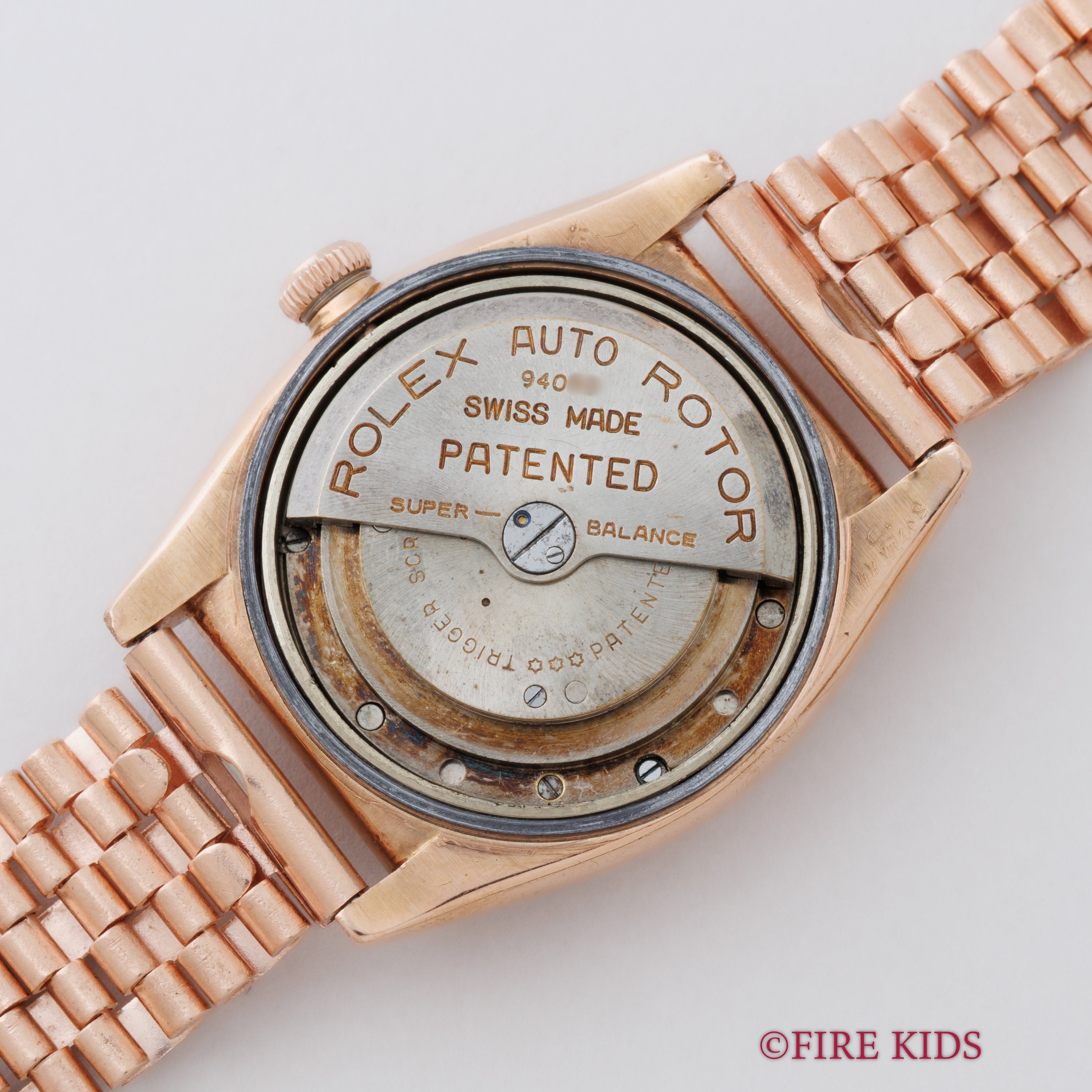 ロレックス 9金無垢ピンクゴールド バブルバック 1938年製 Ref.3372 エンジンターンドベゼル CLEWCOブレス