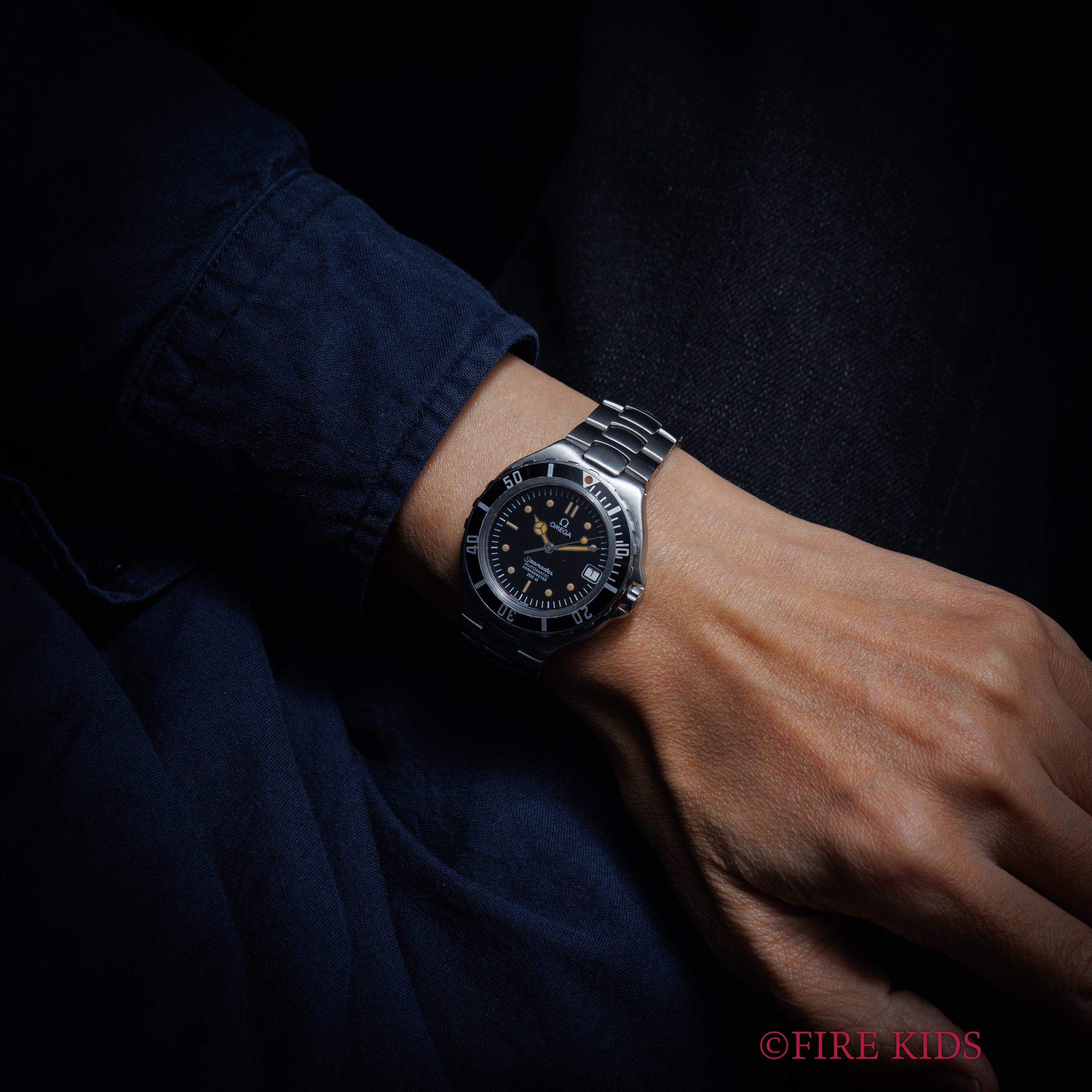 オメガ シーマスター200m プレボンド 36㎜ミッドサイズ メルセデスハンド 1988年製 自動巻き ジェンタデザイン