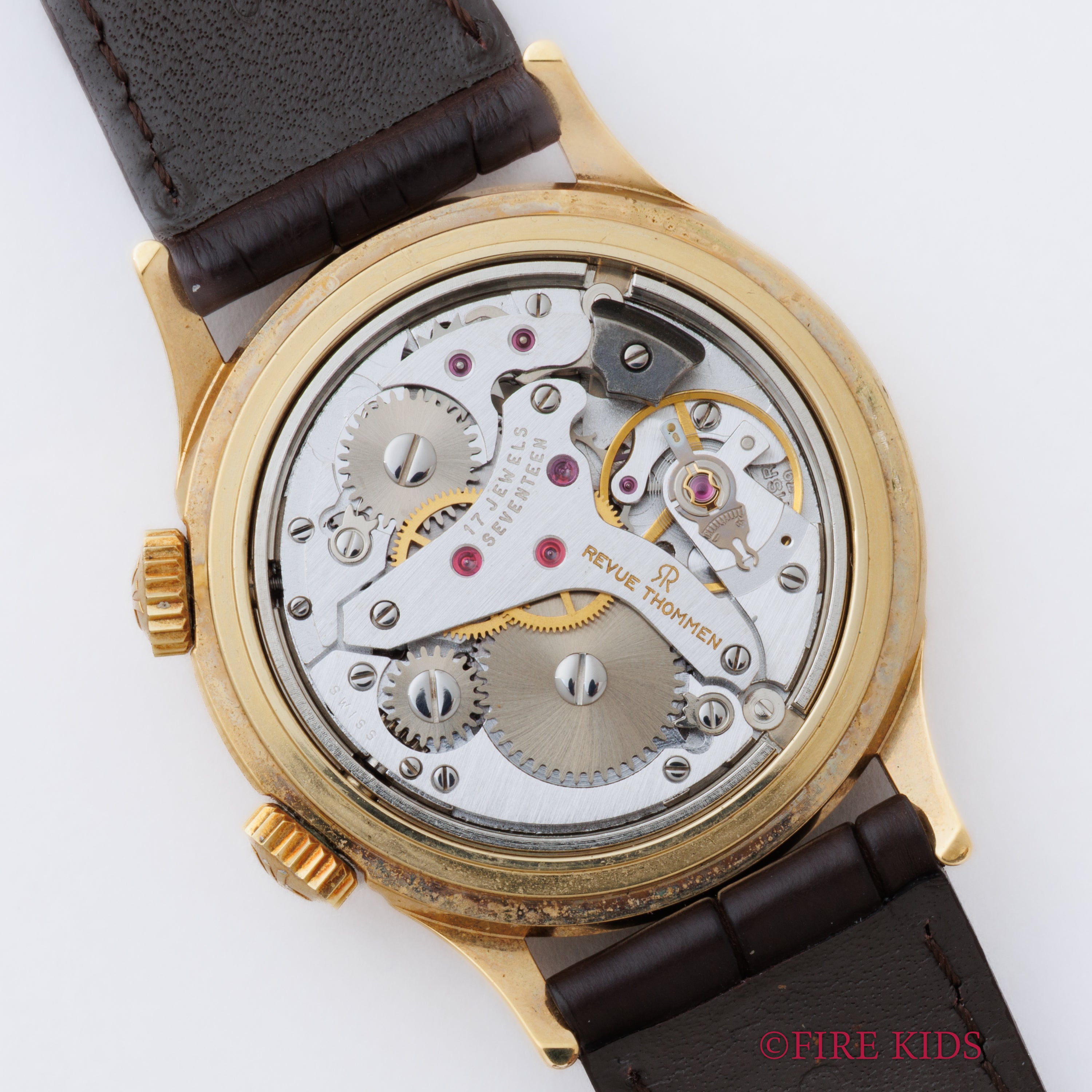 レビュートーメン クリケット 金張り 1991年発行ギャラ付 純正尾錠 アラームウオッチ