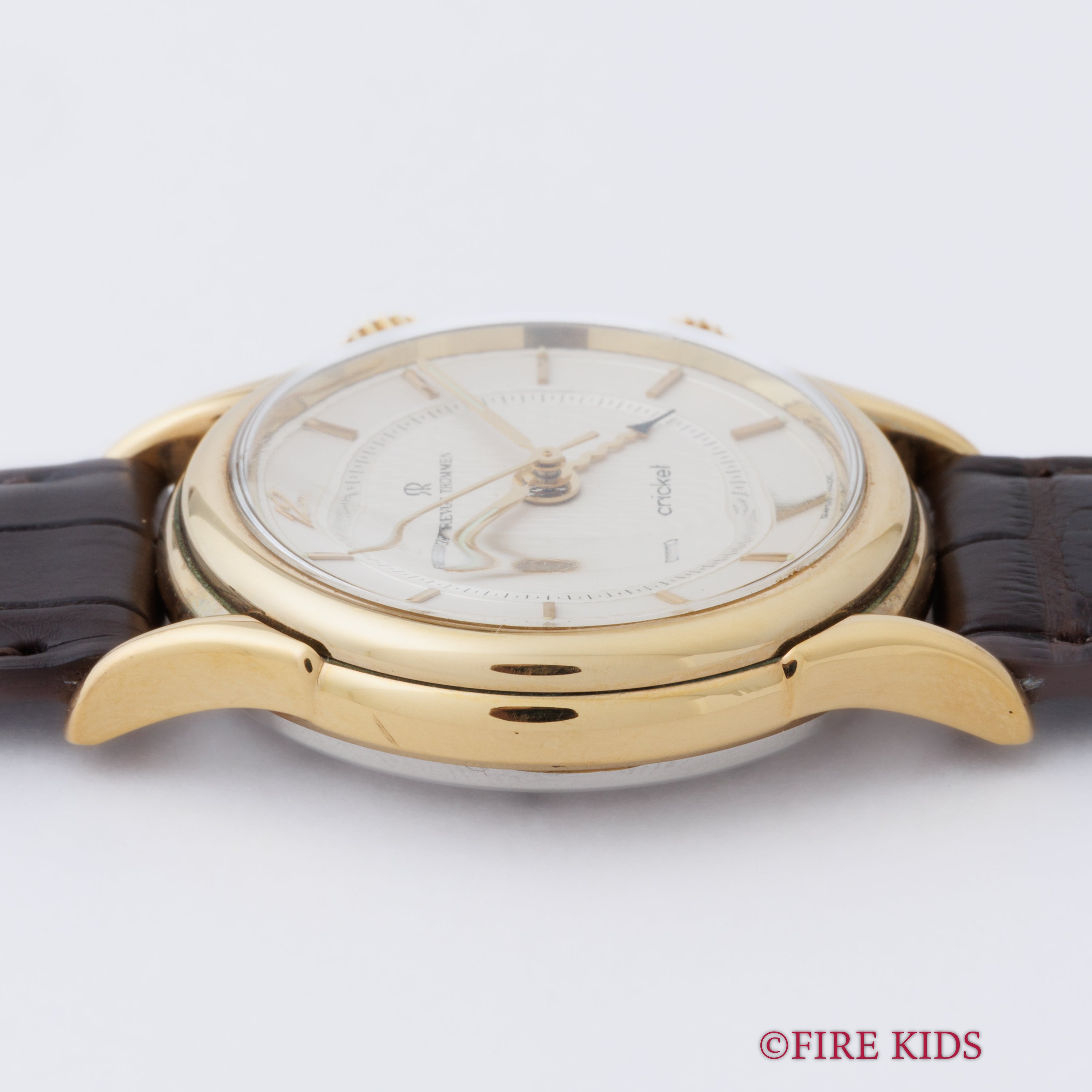 レビュートーメン クリケット 金張り 1991年発行ギャラ付 純正尾錠 アラームウオッチ