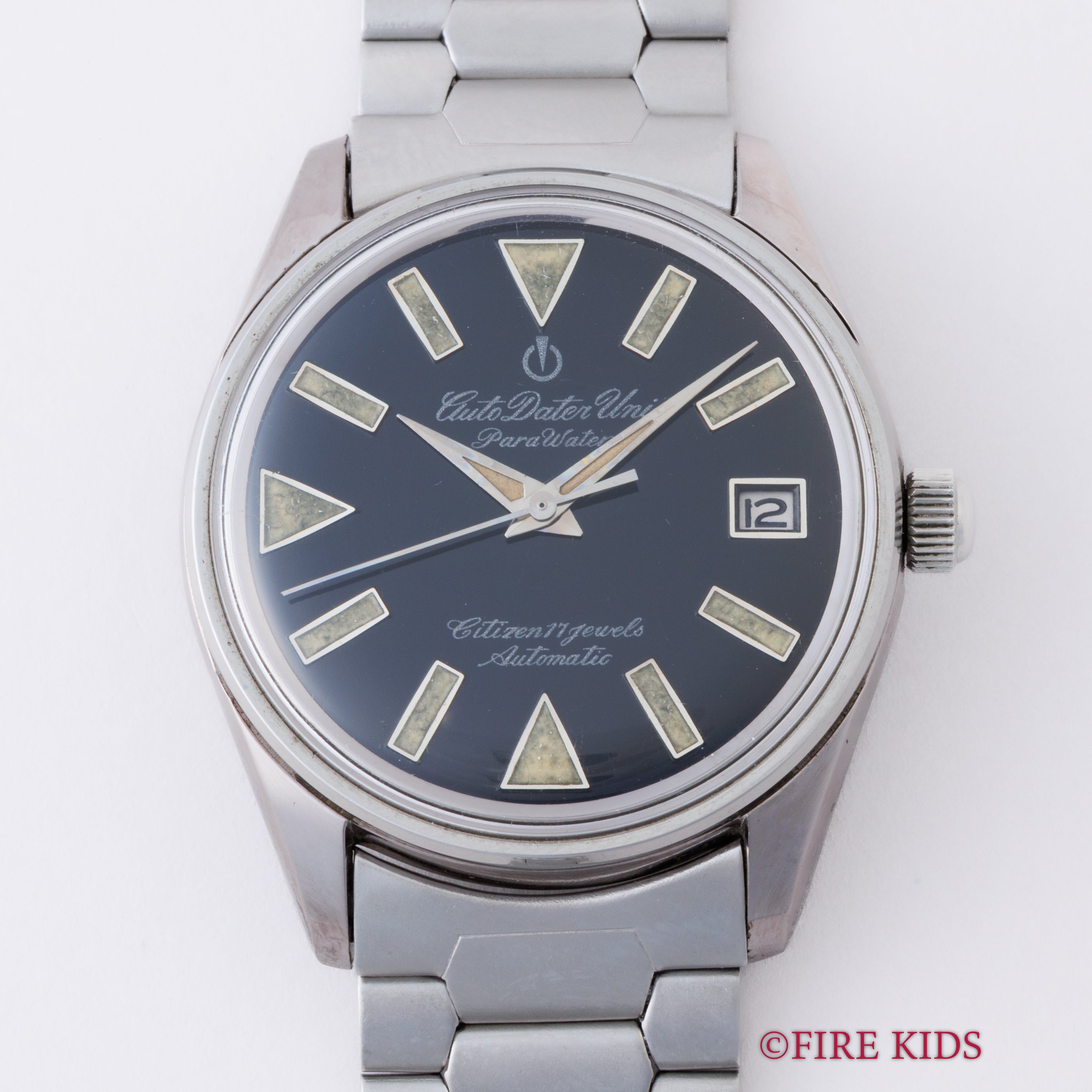 シチズン オートデーター ユニ パラウォーター 1964年製 ブラックミラー 自動巻き 取説、タグ付き