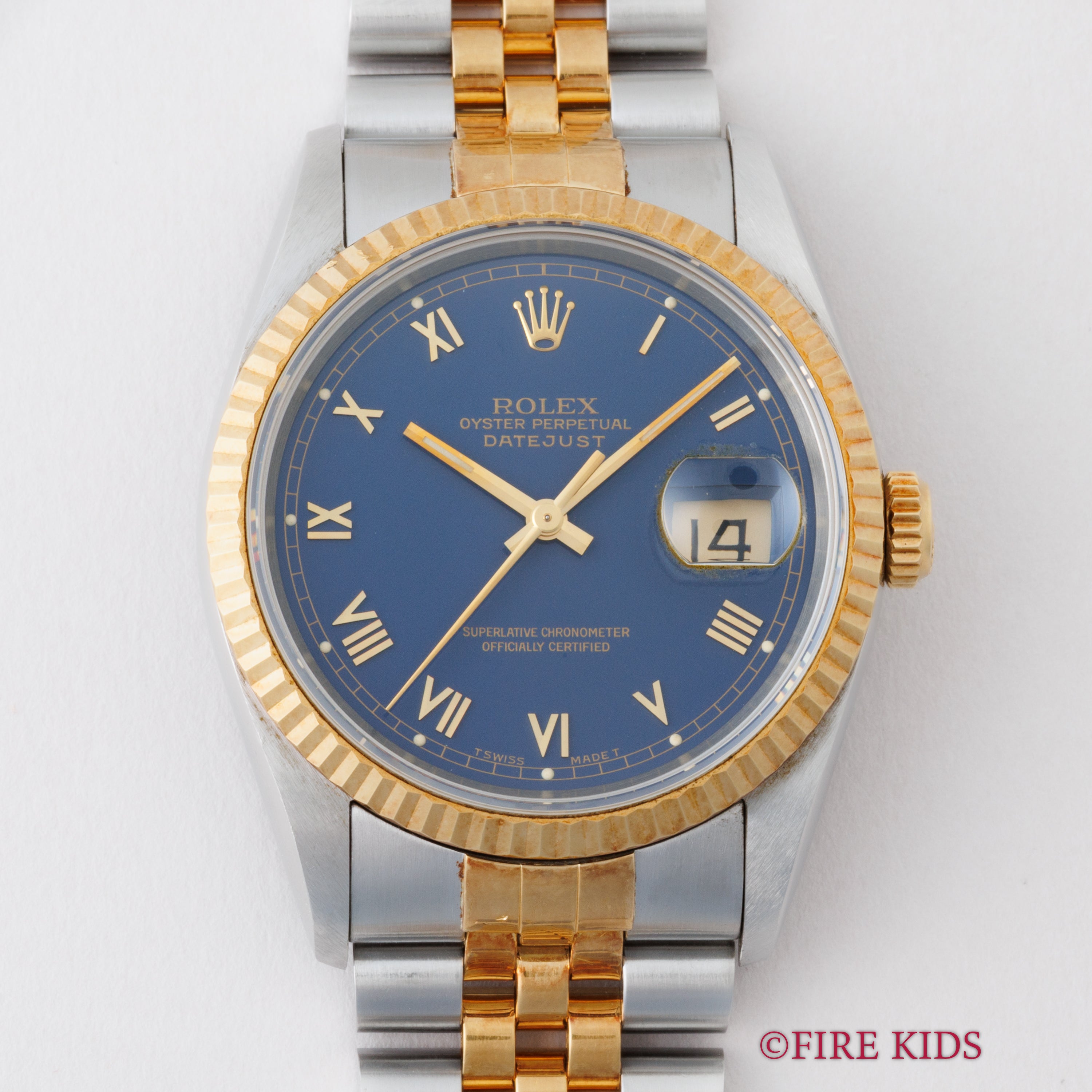 ロレックス デイトジャスト 1991年製 ブルーローマンダイヤル 純正コンビジュビリーブレス Ref.16233 Cal.3155 ギャラ付き