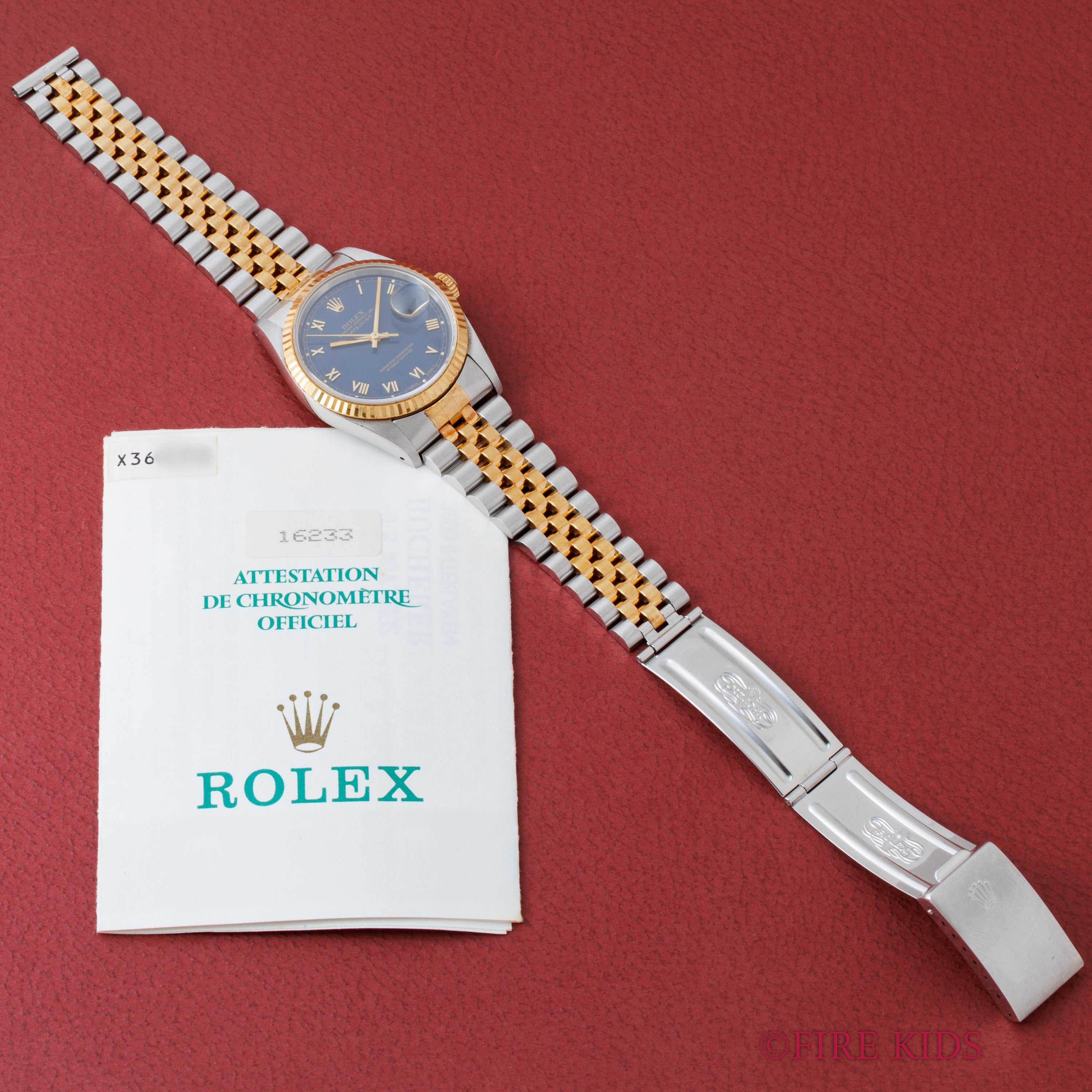 ロレックス デイトジャスト 1991年製 ブルーローマンダイヤル 純正コンビジュビリーブレス Ref.16233 Cal.3155 ギャラ付き