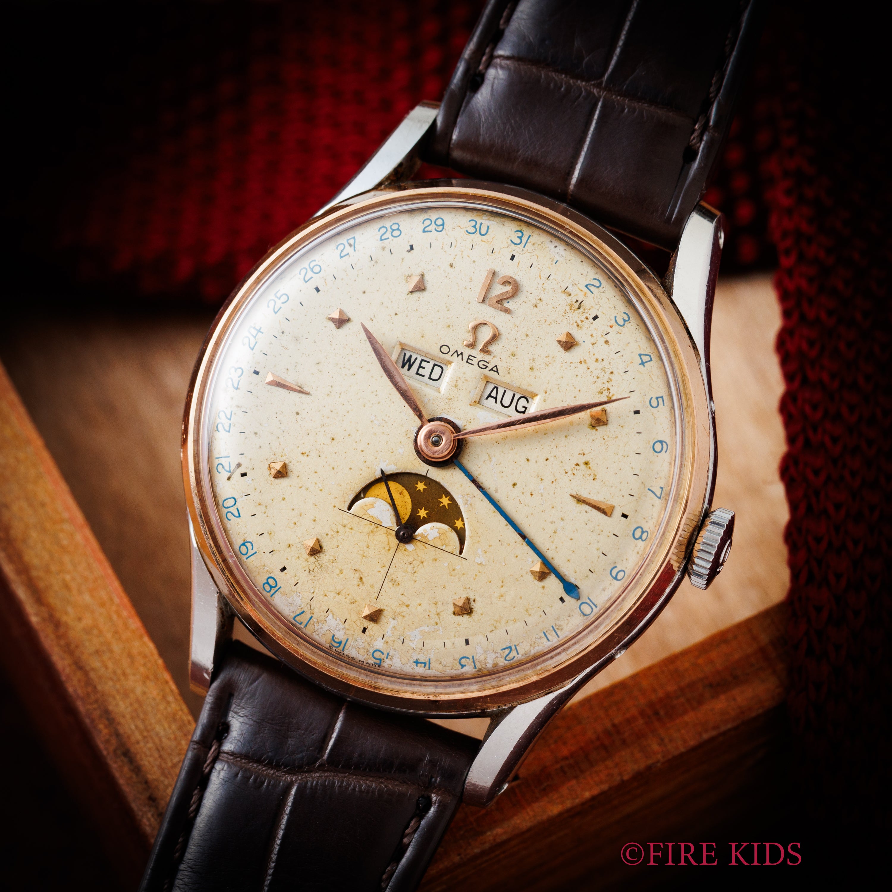 オメガ 18金無垢ピンクゴールド コスミックトリプルカレンダー ムーン