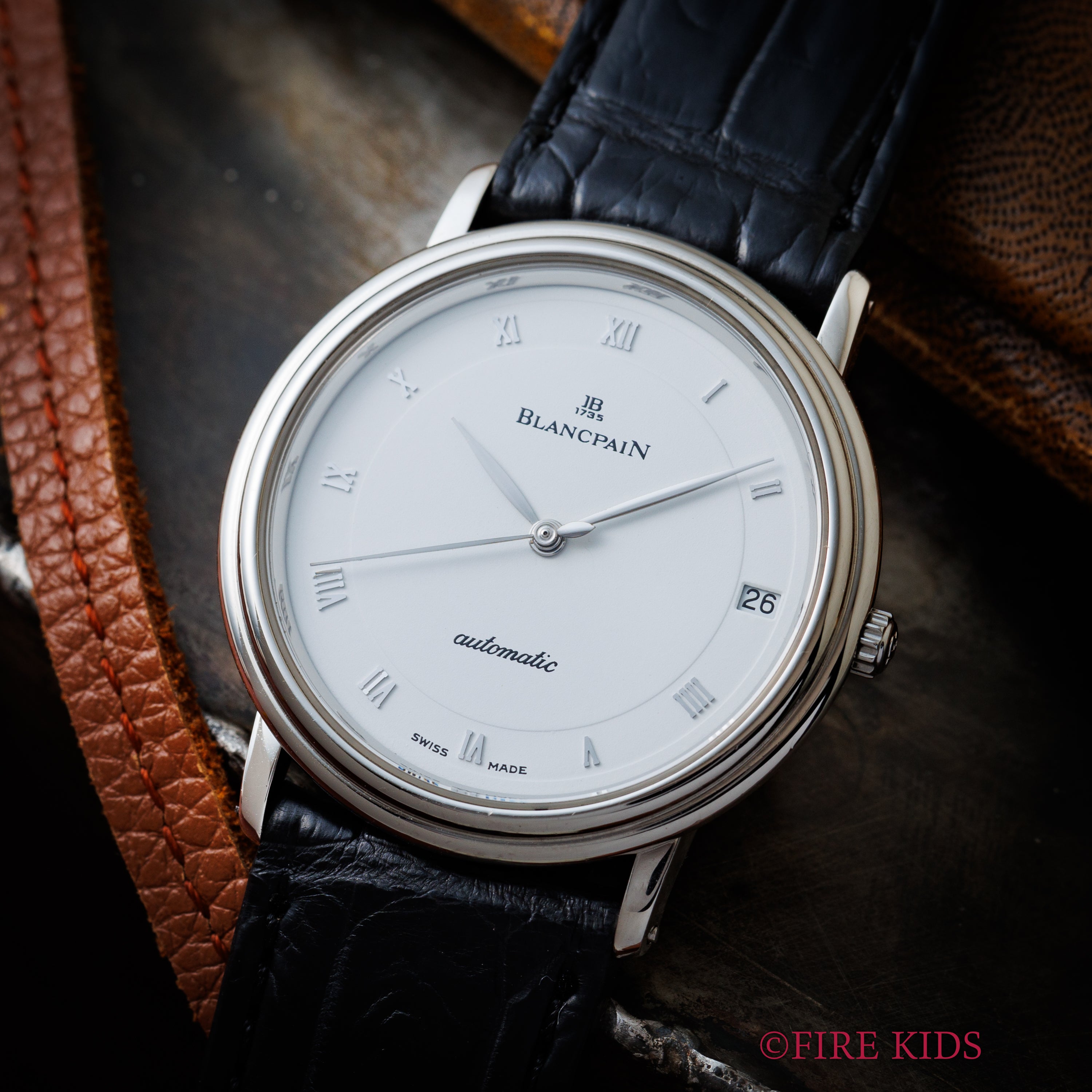 ブランパン ヴィルレ プラチナ無垢ケース 1990年代製 自動巻 フレデリックピゲCal.9513 純正プラチナ尾錠 裏スケ