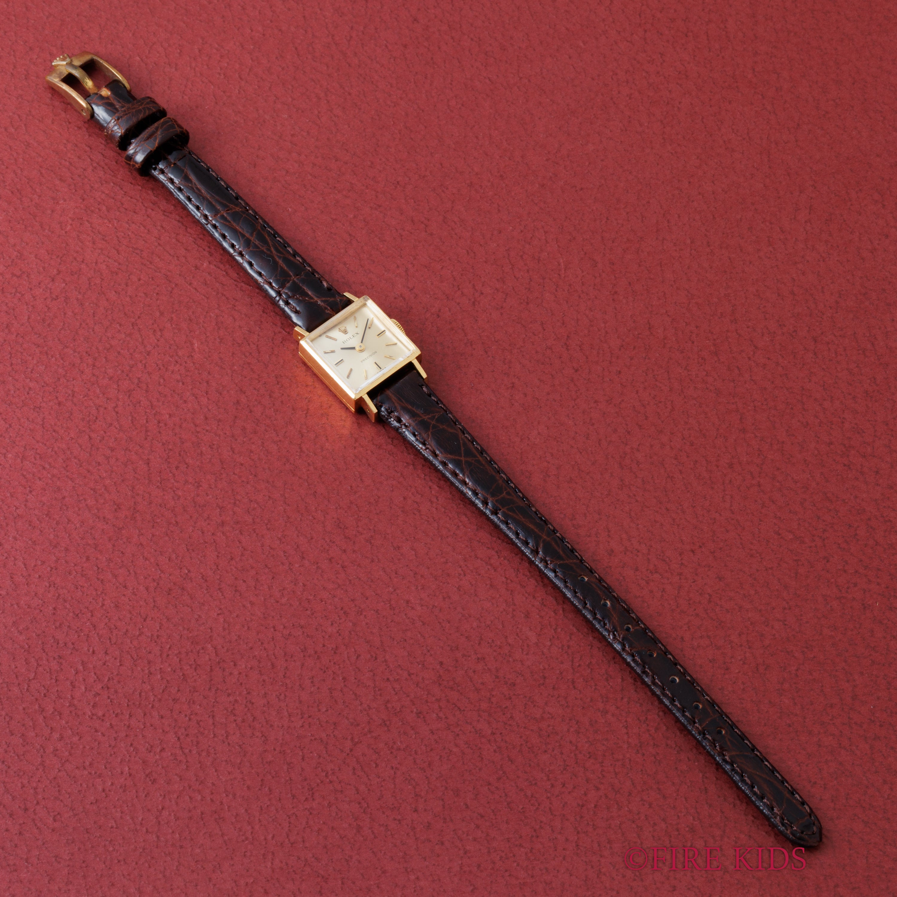 ロレックス 18金無垢スクエアケース プレシジョン レディース 純正尾錠付き 1970年製