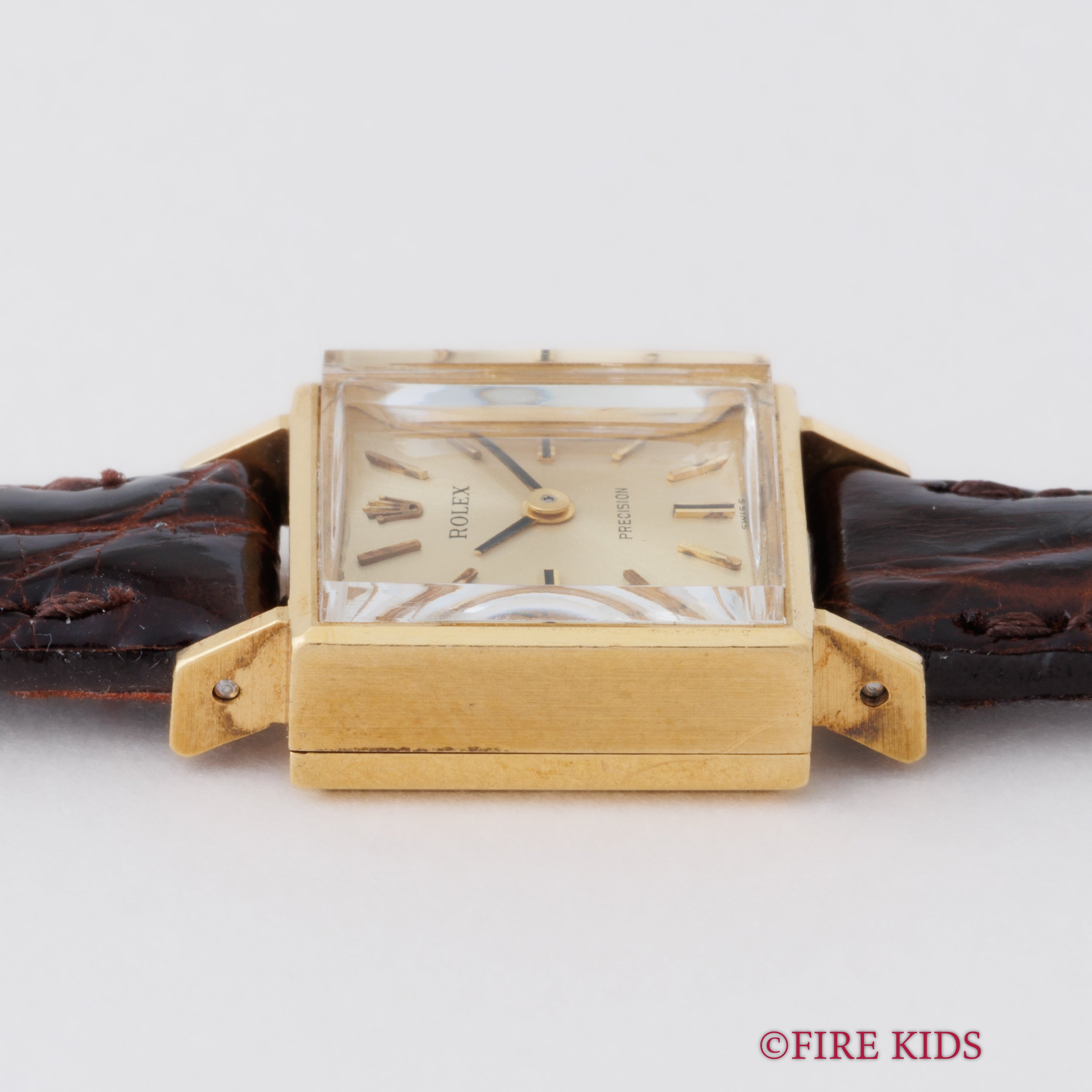 ロレックス 18金無垢スクエアケース プレシジョン レディース 純正尾錠付き 1970年製