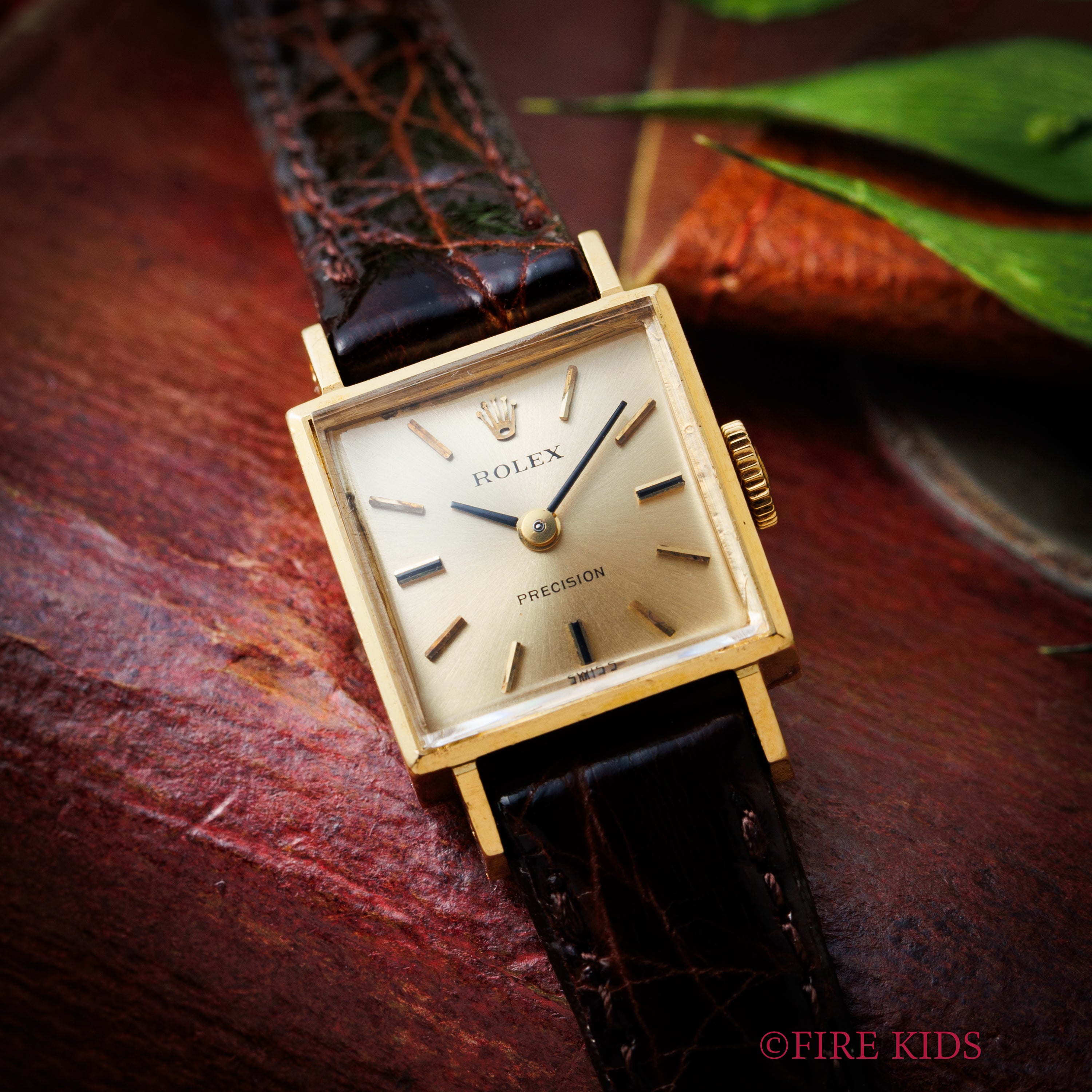 ロレックス 18金無垢スクエアケース プレシジョン レディース 純正尾錠