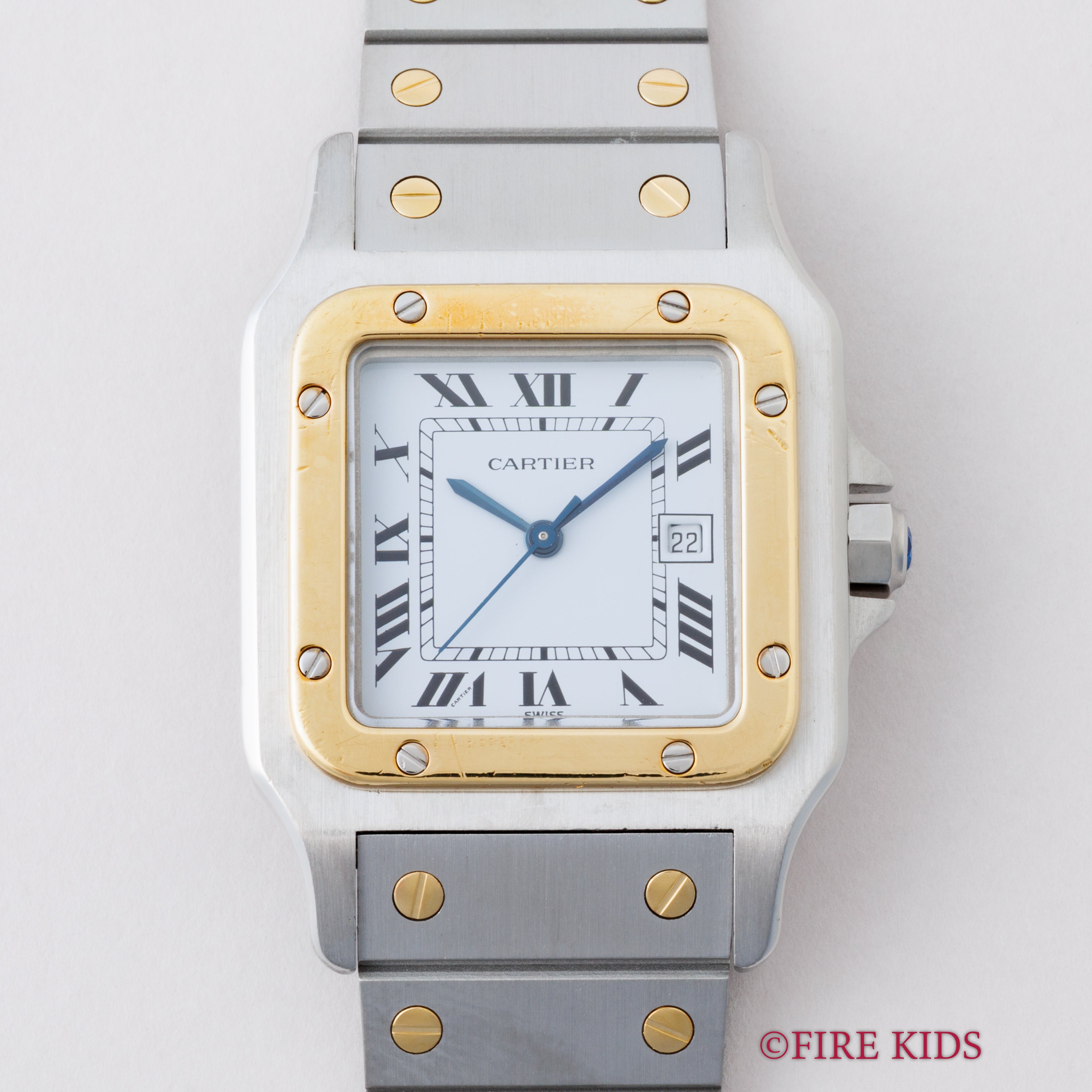 カルティエ サントス LMサイズ コンビ 1980年代製 自動巻き ホワイトローマンダイヤル