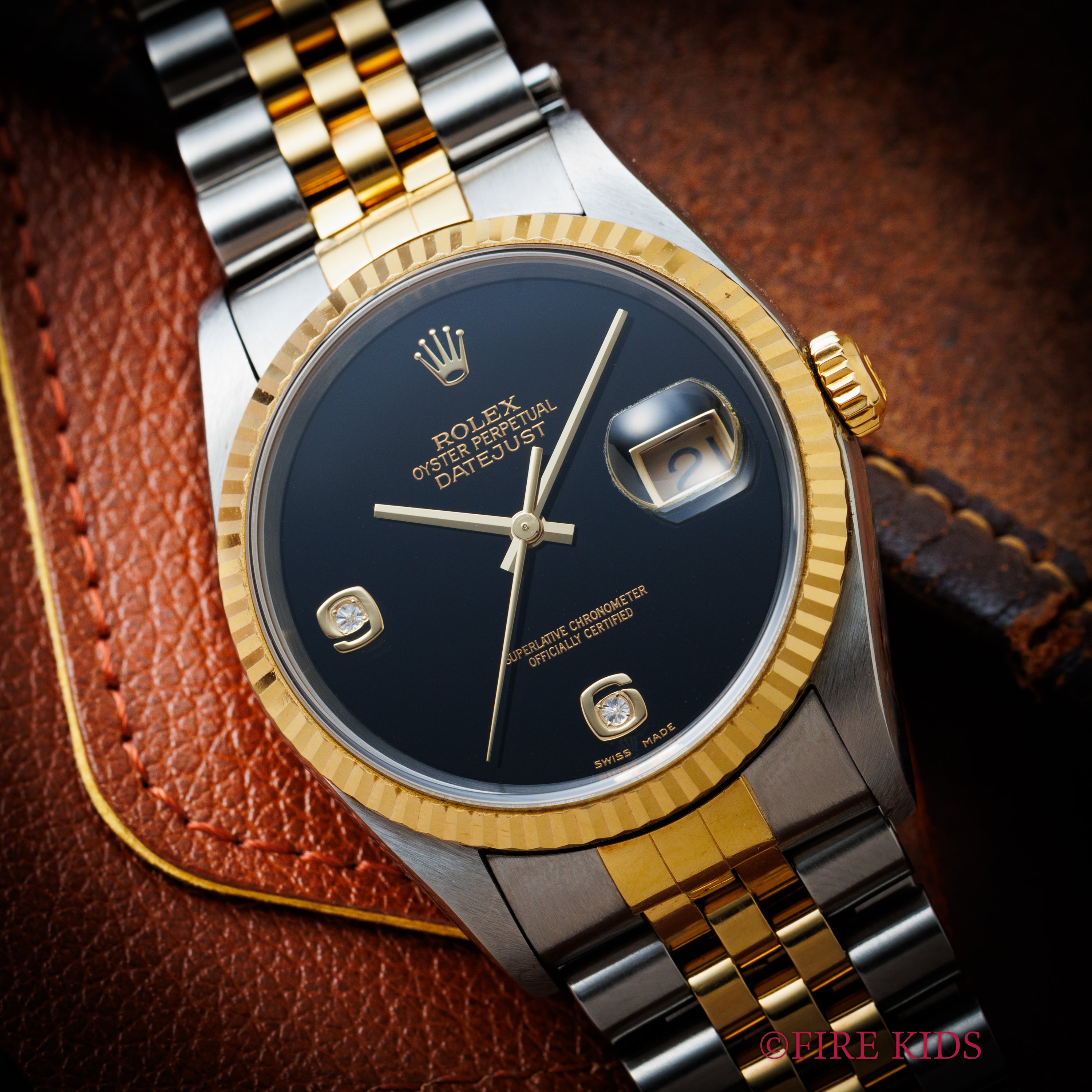 ロレックス デイトジャスト 2002年製 Ref.16233 2BR コンビ オニキス2Pダイヤダイヤル ギャラ付