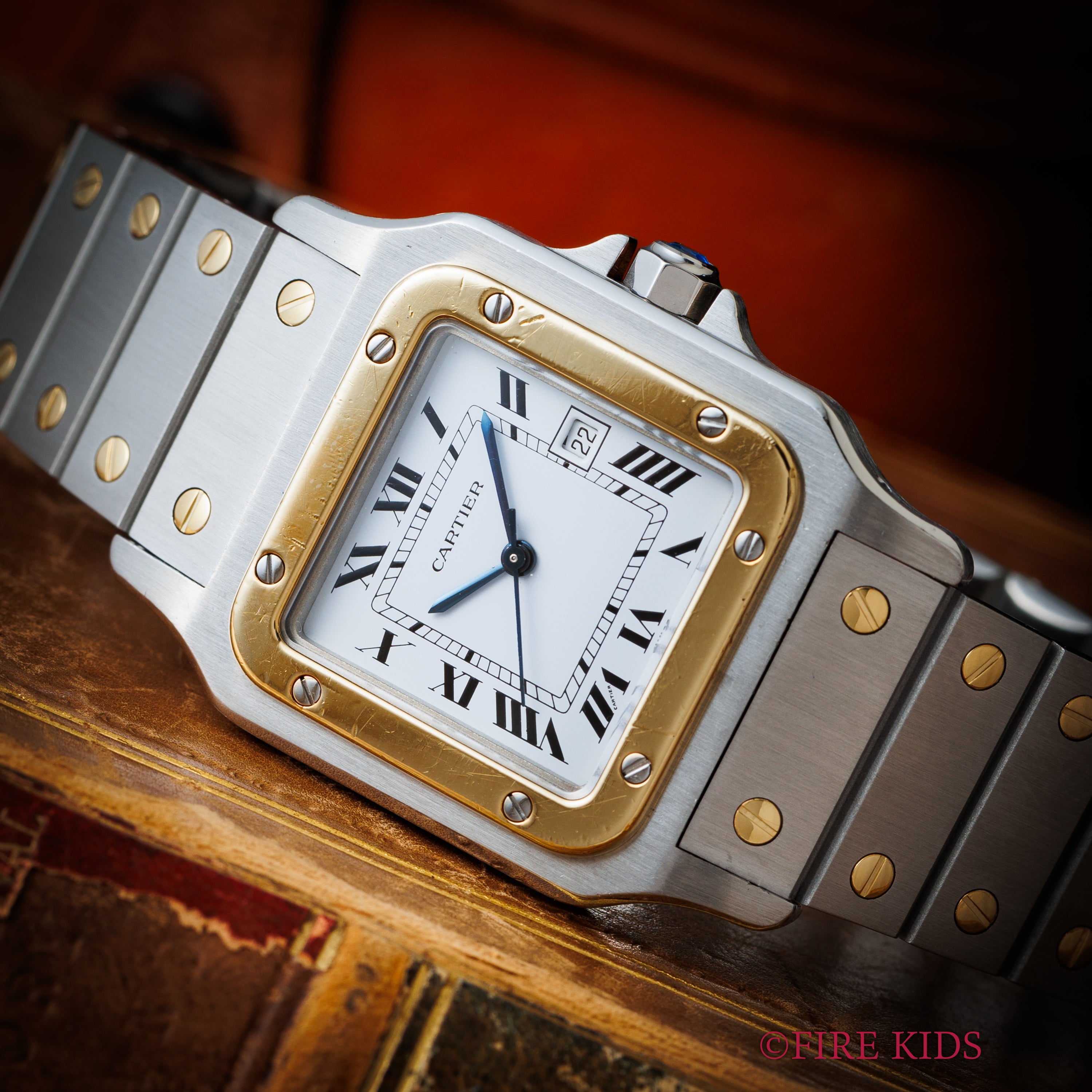 カルティエ サントス LMサイズ コンビ 1980年代製 自動巻き ホワイト