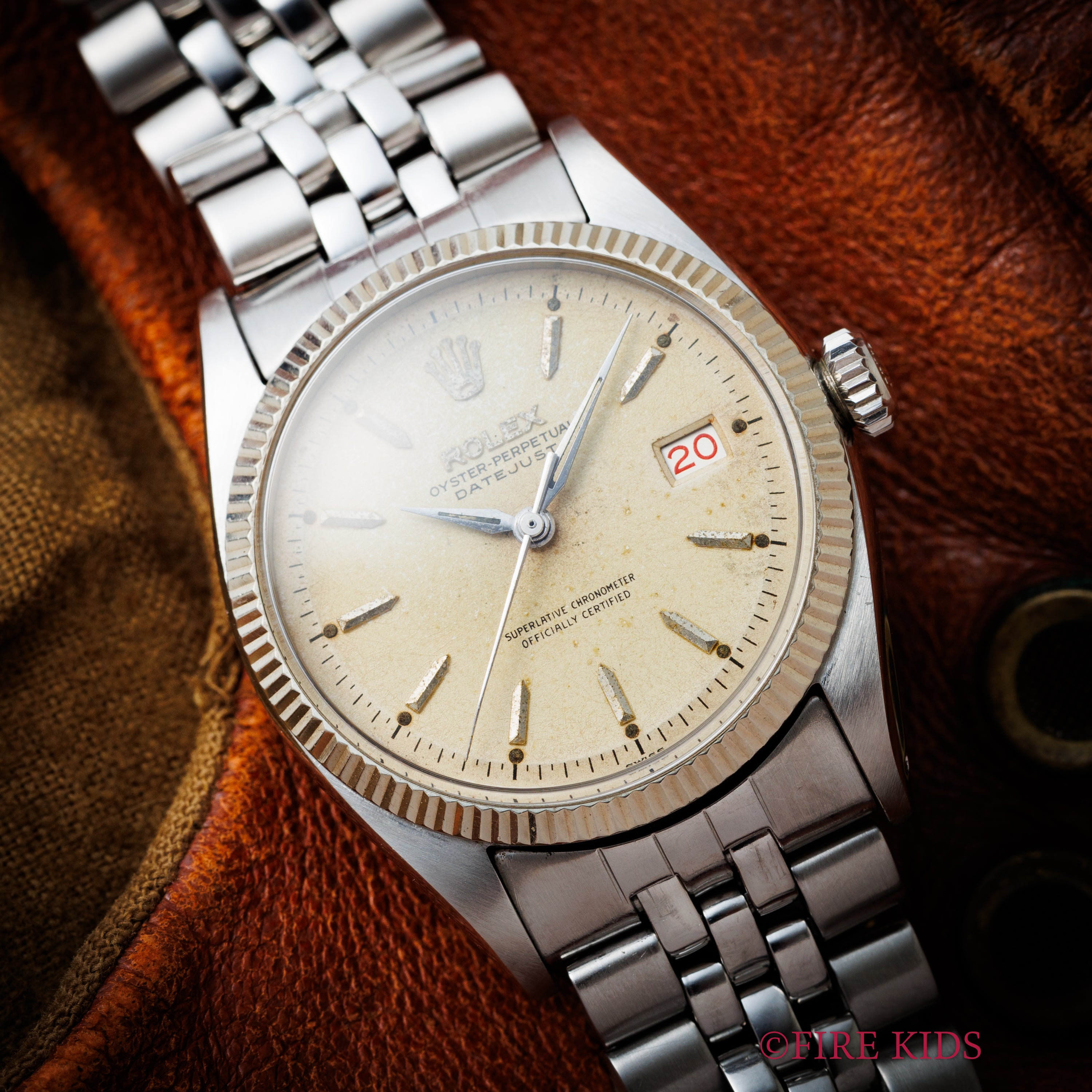 ロレックス デイトジャスト 1957年製 Ref.6605 シルバーダイヤル ドーフィンハンド USジュビリーブレス