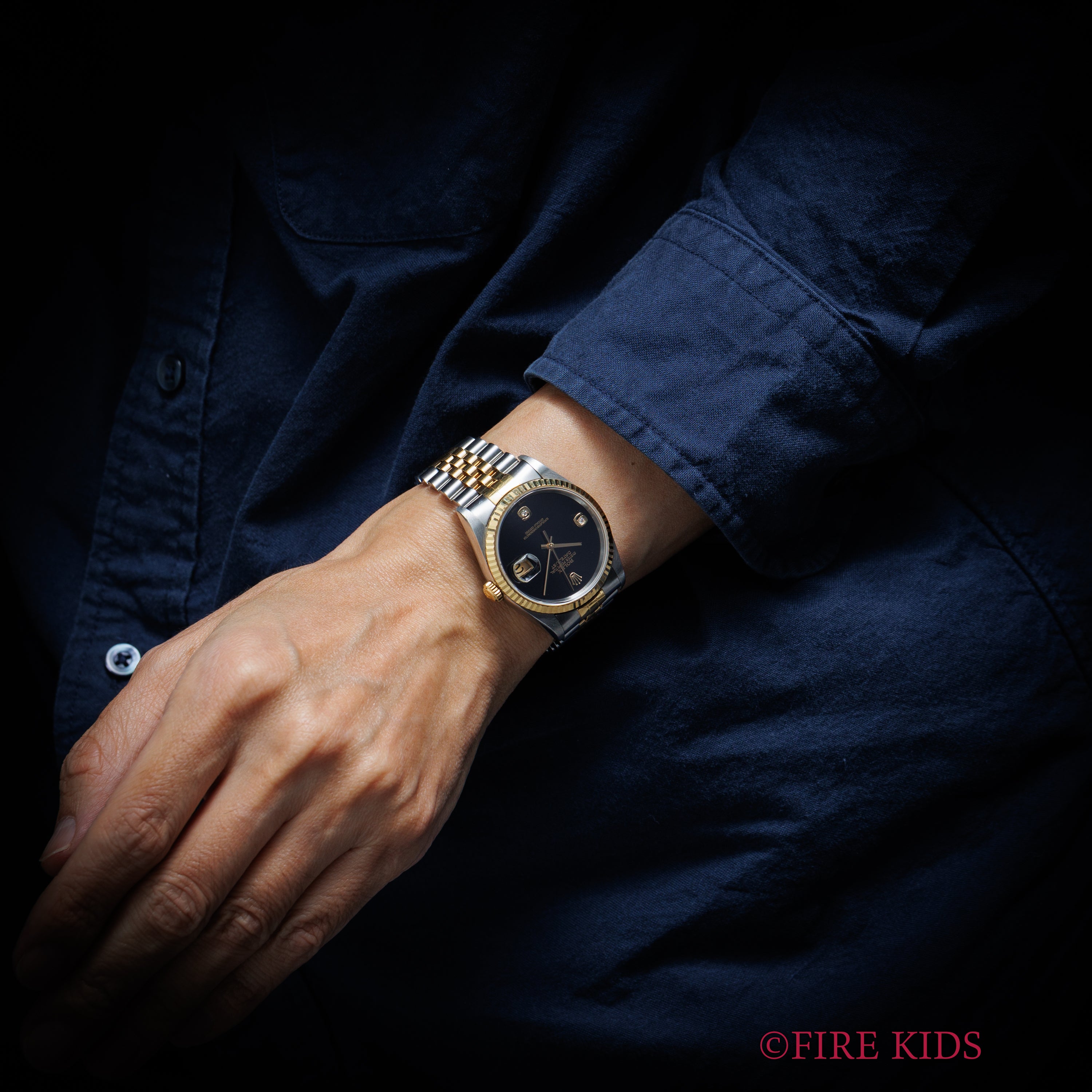 ロレックス デイトジャスト 2002年製 Ref.16233 2BR コンビ オニキス2Pダイヤダイヤル ギャラ付