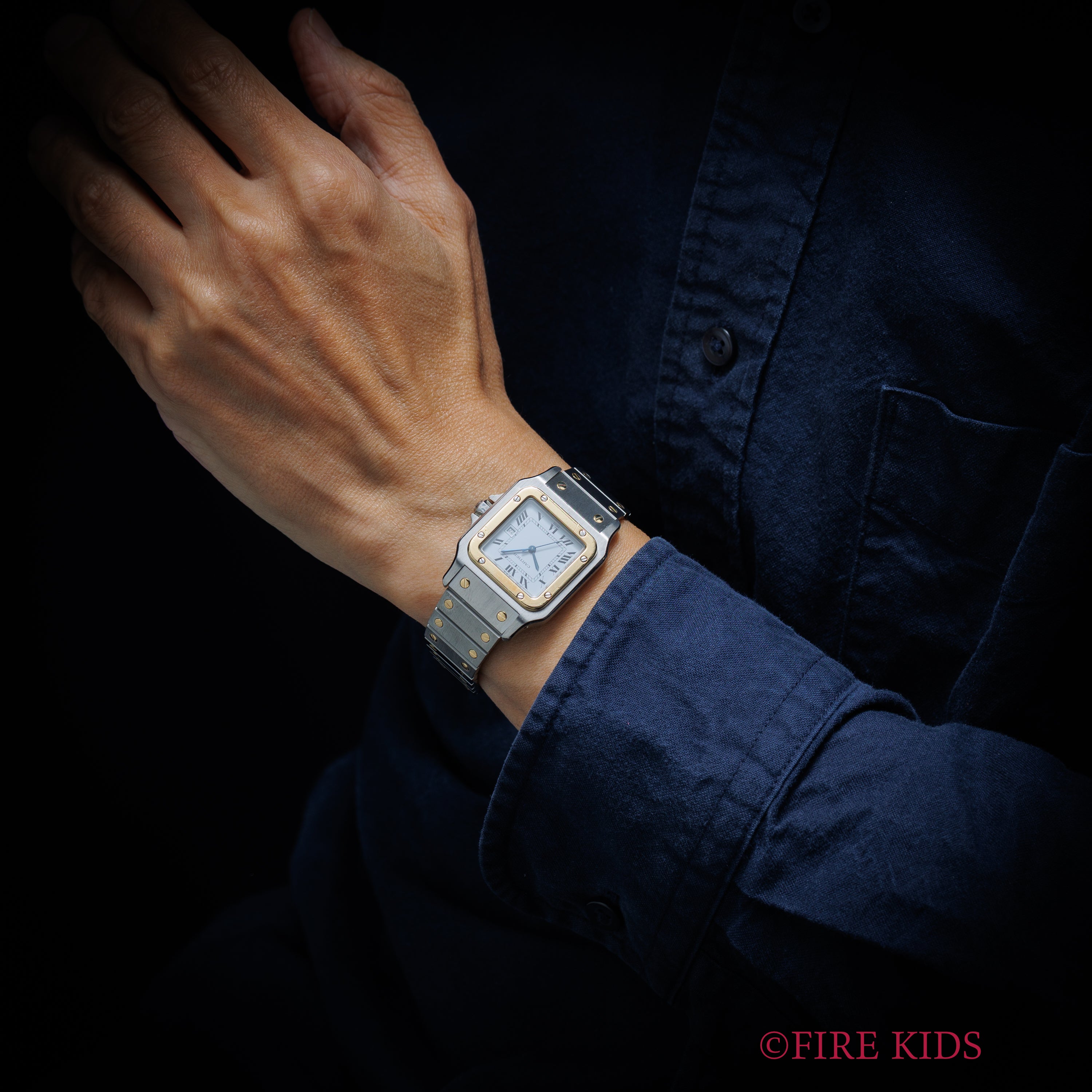 カルティエ サントス LMサイズ コンビ 1980年代製 自動巻き ホワイトローマンダイヤル