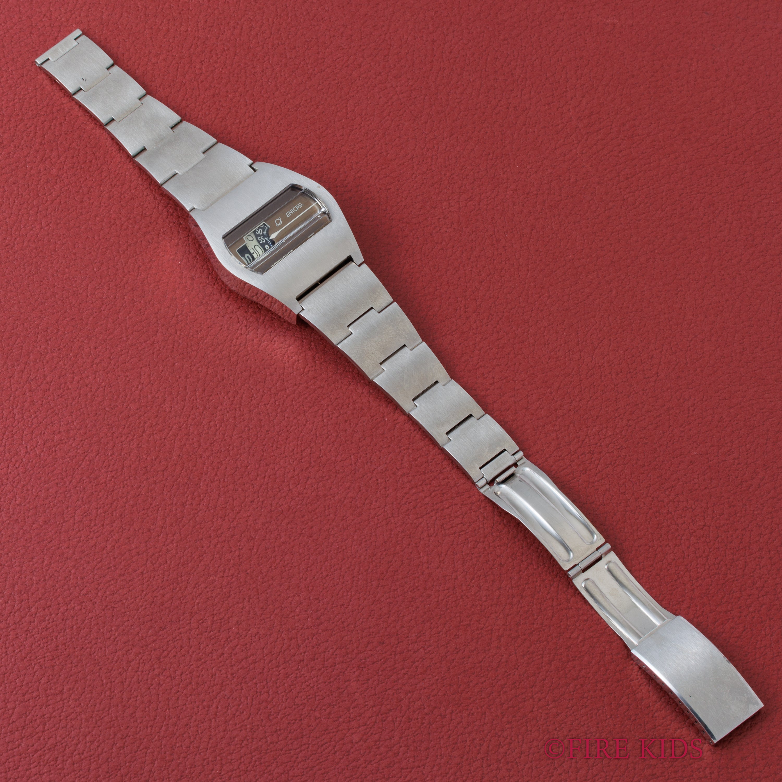 エニカ ジャンピングアワー ブラウンダイヤル 自動巻き NOS 1970年代 アナデジ