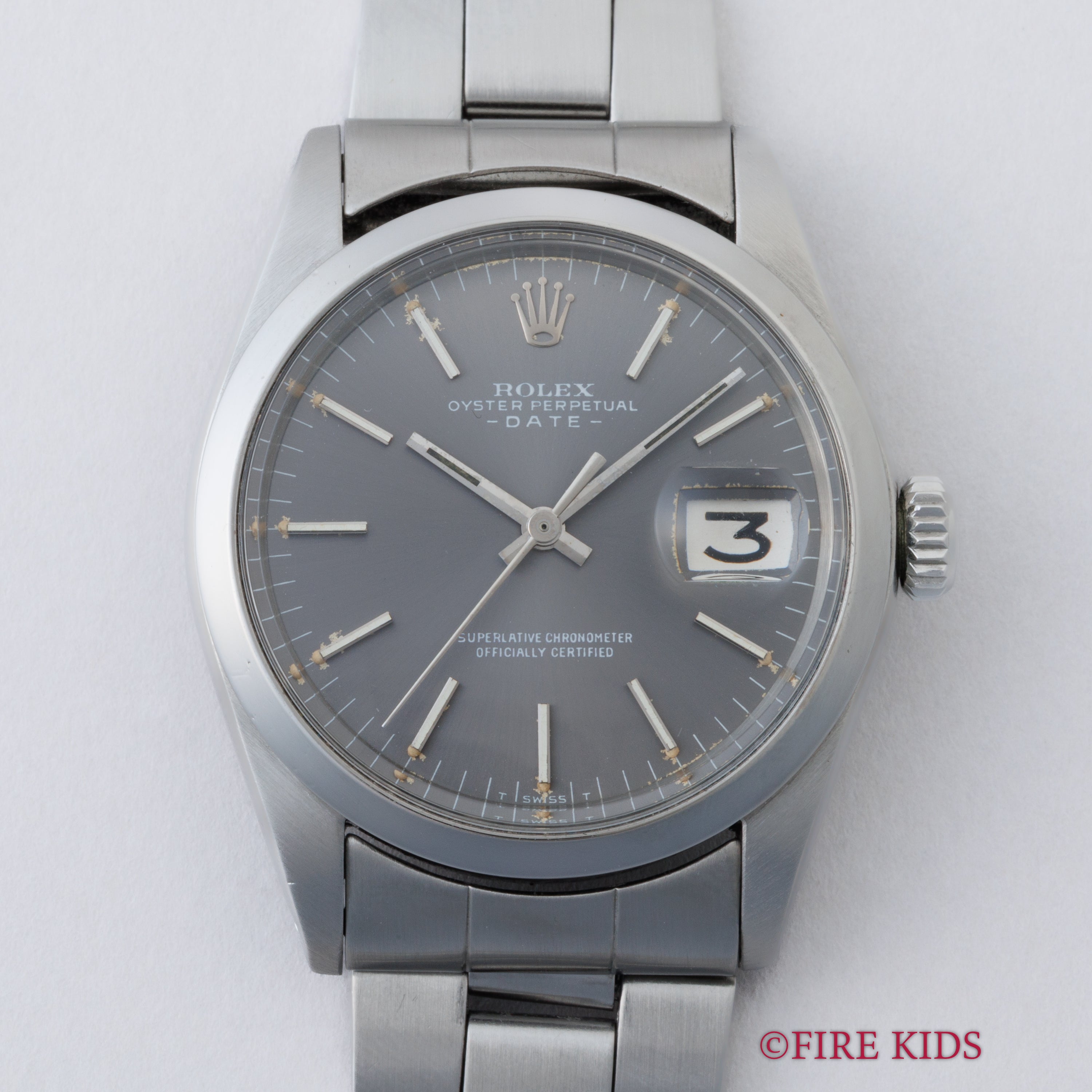 ロレックス 1970年製 オイスターパーペチュアルデイト Ref.1500 グレーダイヤル 純正巻きブレス