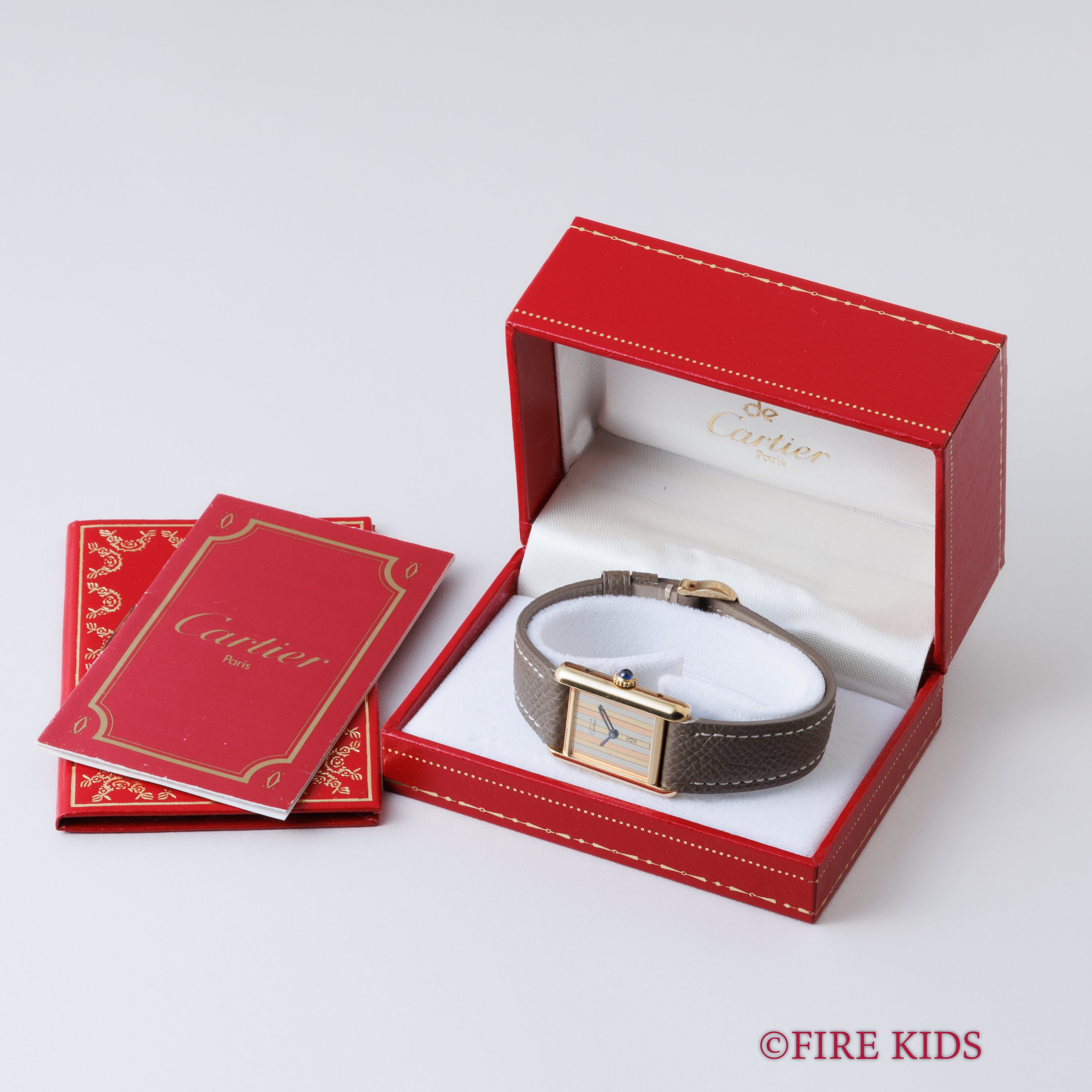 カルティエ マストタンク トリニティダイヤル SMサイズ 1980年代製 手巻 純正尾錠、内箱、冊子付