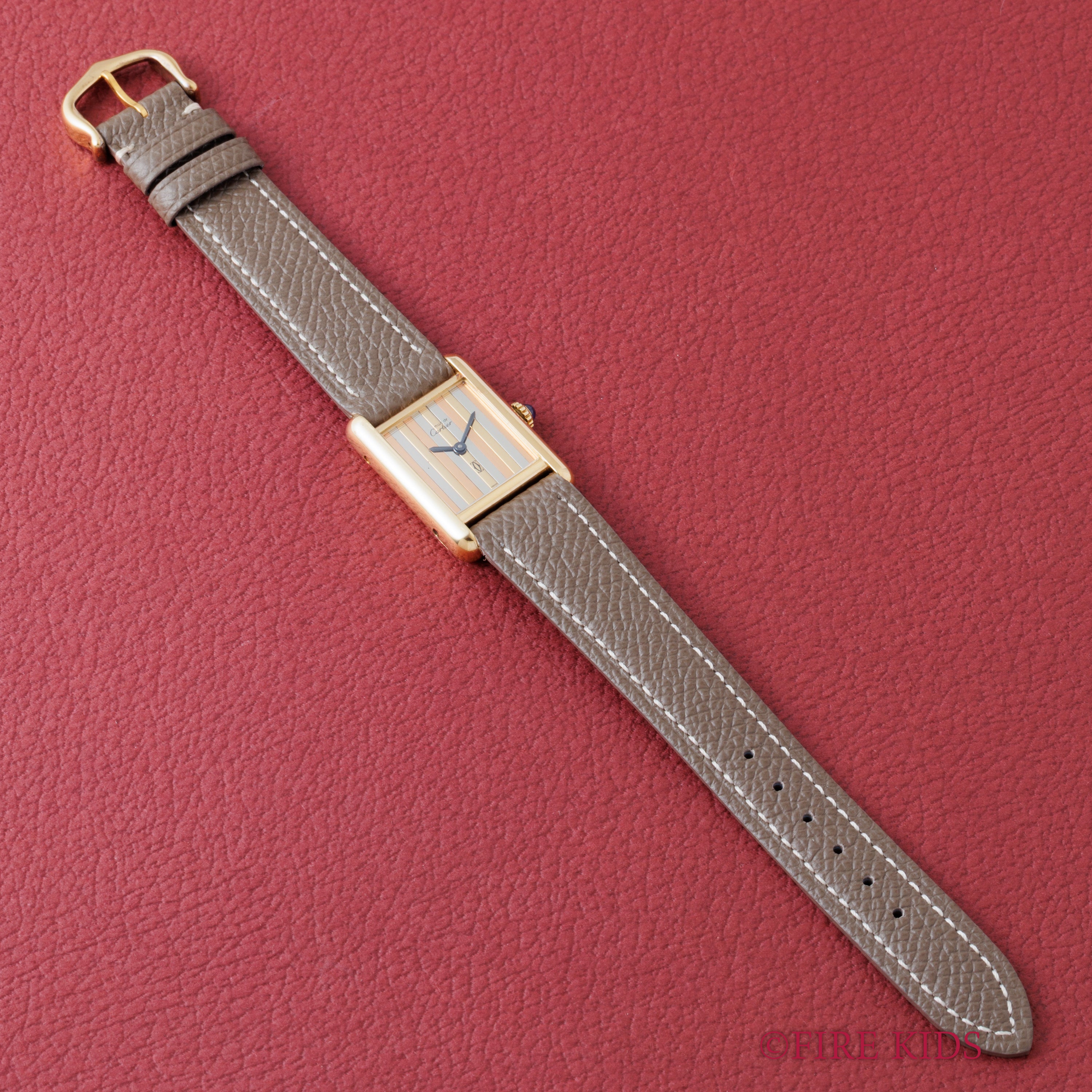 カルティエ マストタンク トリニティダイヤル SMサイズ 1980年代製 手巻 純正尾錠、内箱、冊子付