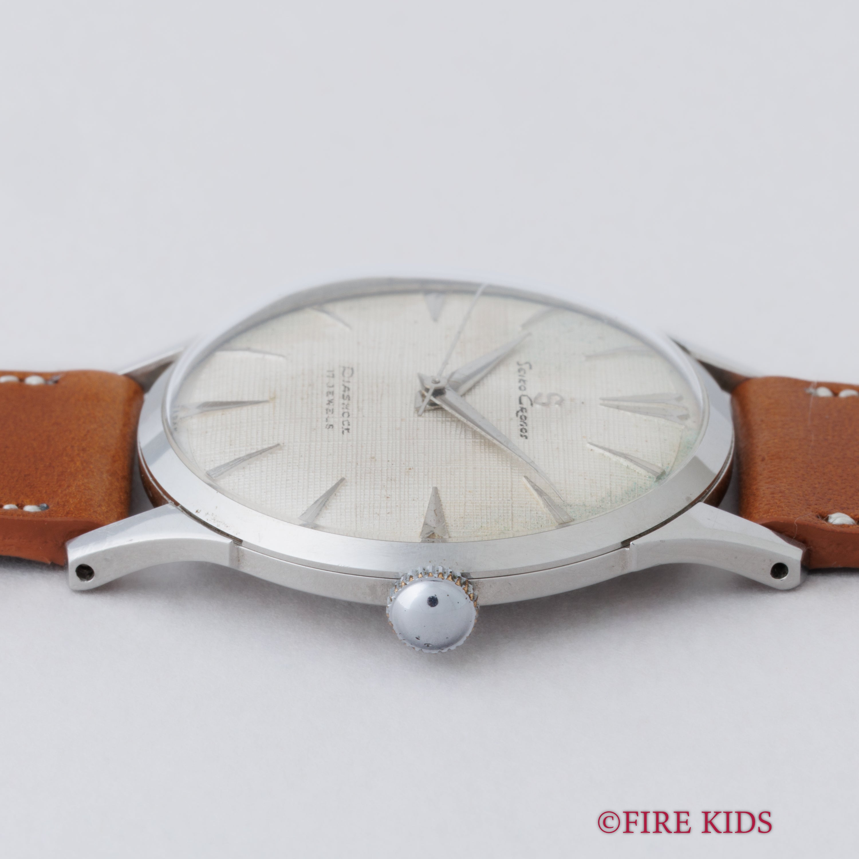 セイコー クロノス 1958年製 リネンダイヤル 17石手巻 蛇S クサビインデックス