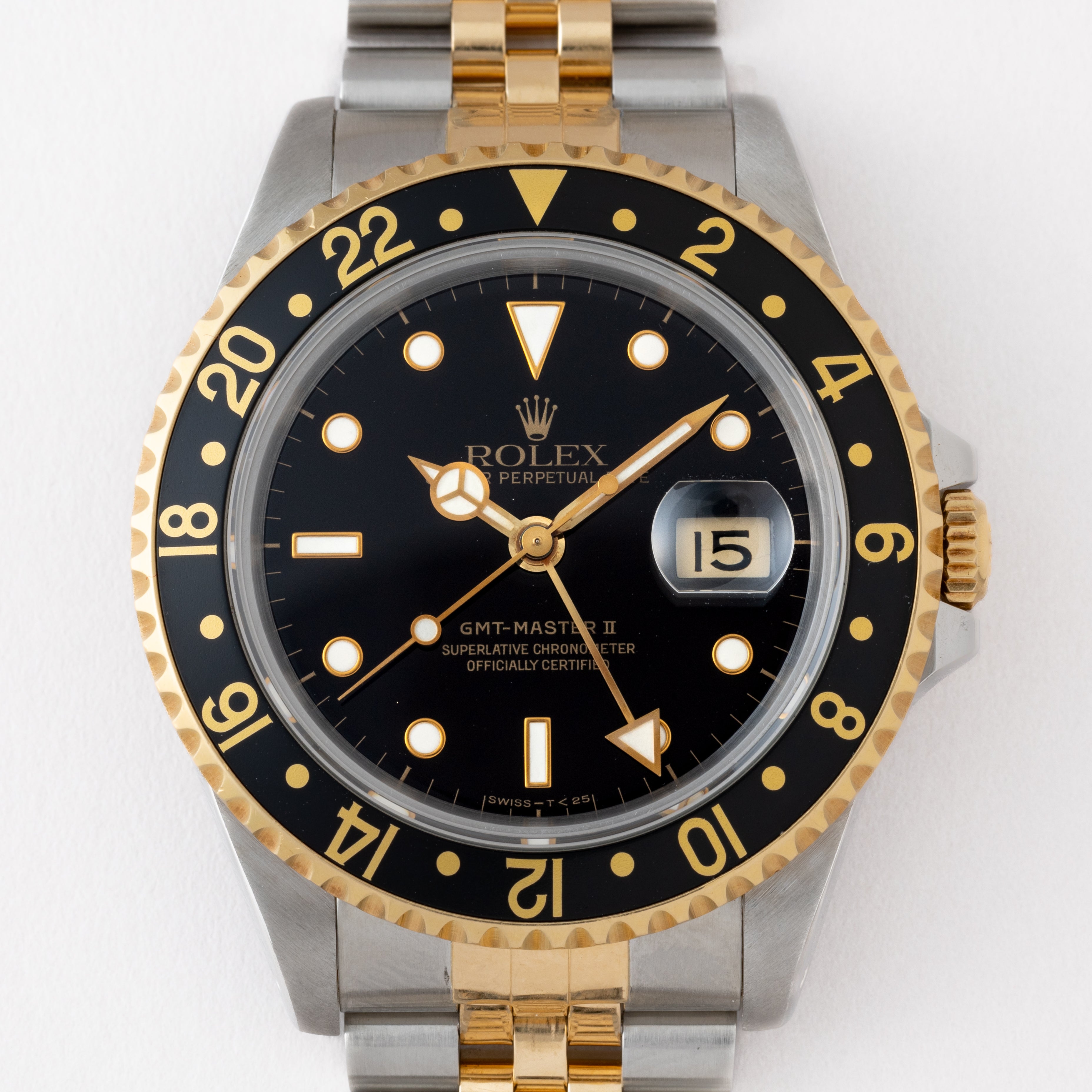 ロレックス GMTマスターⅡ 1998年製 Ref.16713 黒金 箱付き 純正ジュビリーブレス