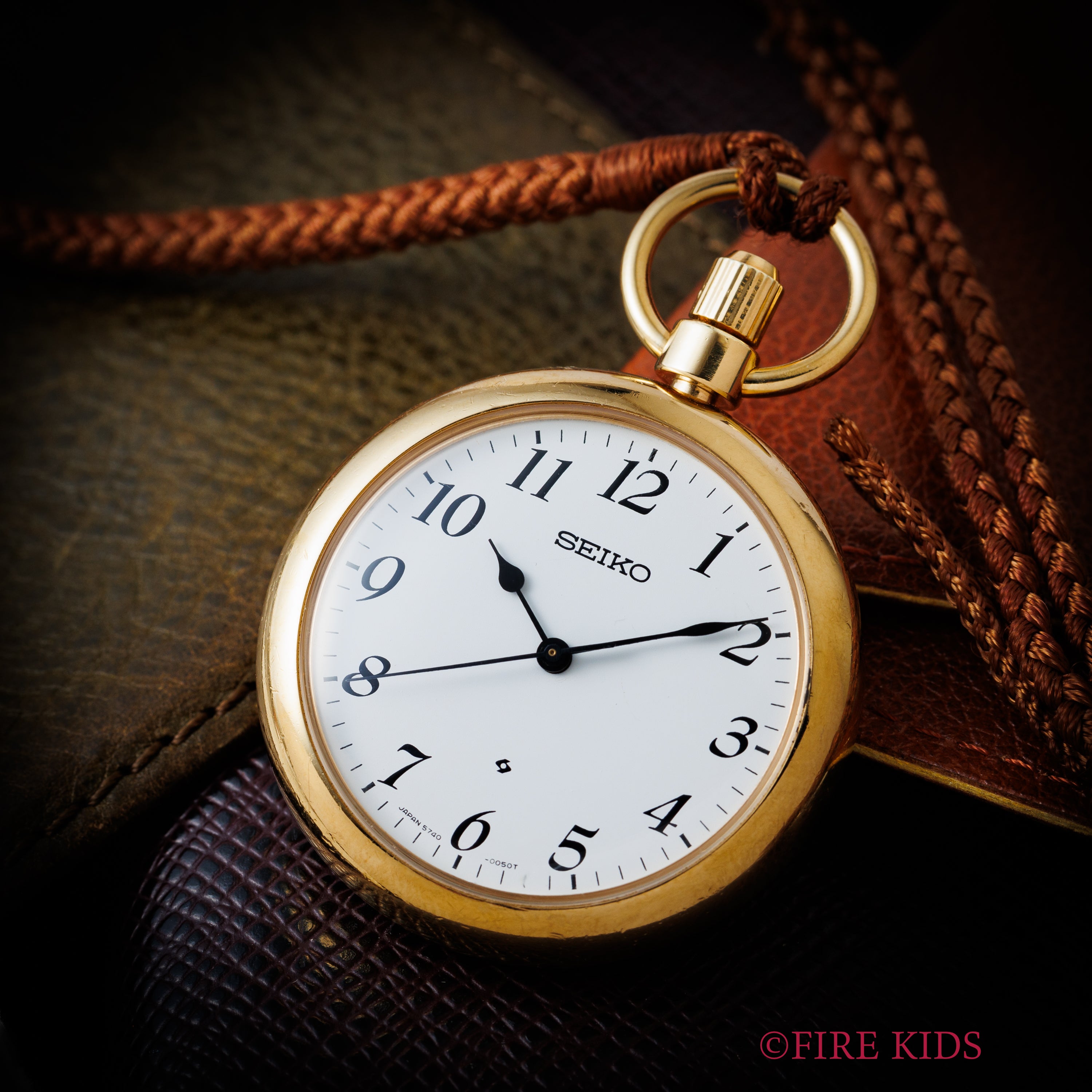 セイコー 懐中時計 1975年製 10振動手巻 Cal.5740C アラビアダイヤル SGPケース 組紐付