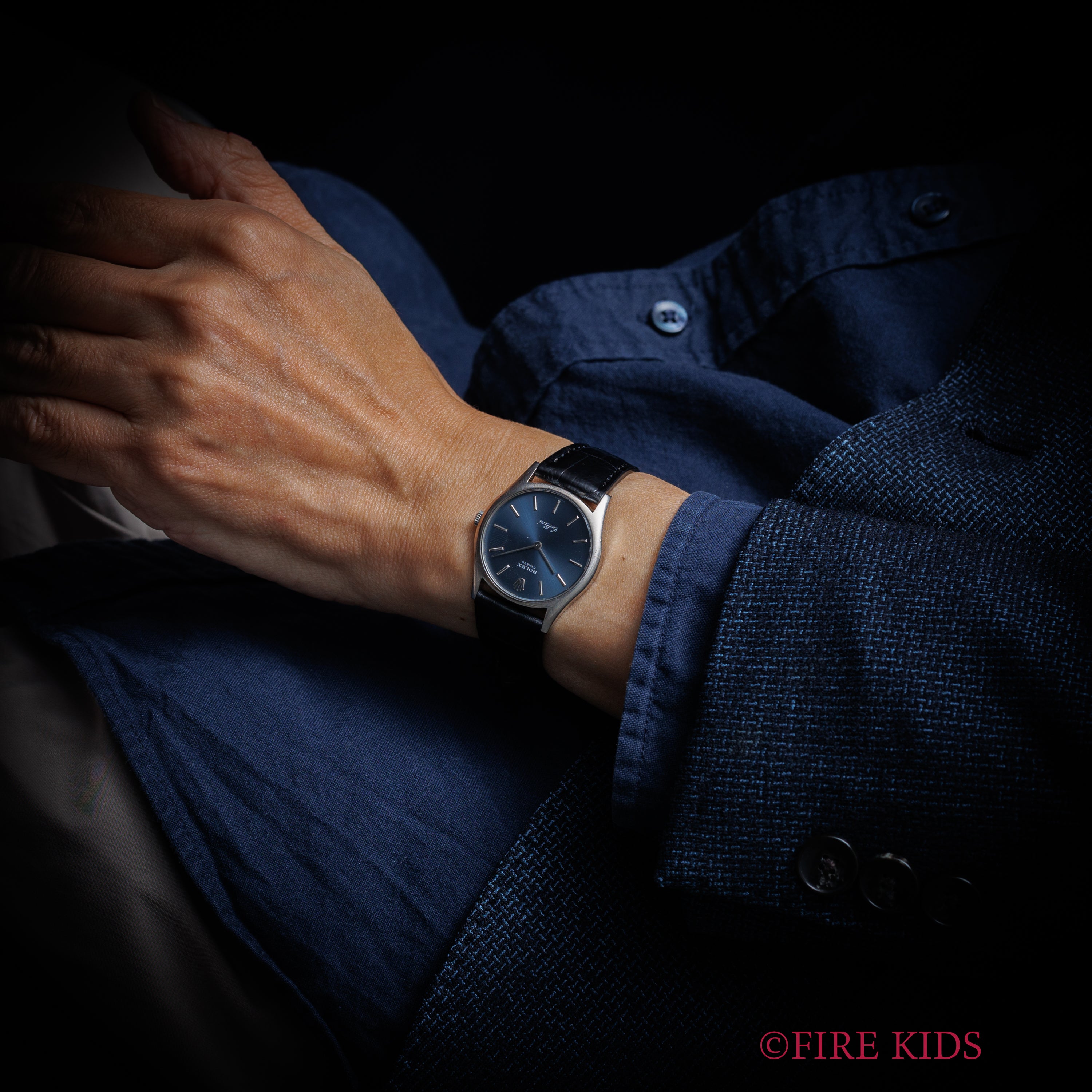 ロレックス チェリーニ ブルーダイヤル 1973年製 Ref.3804 18金無垢WG 手巻 純正SS尾錠付き