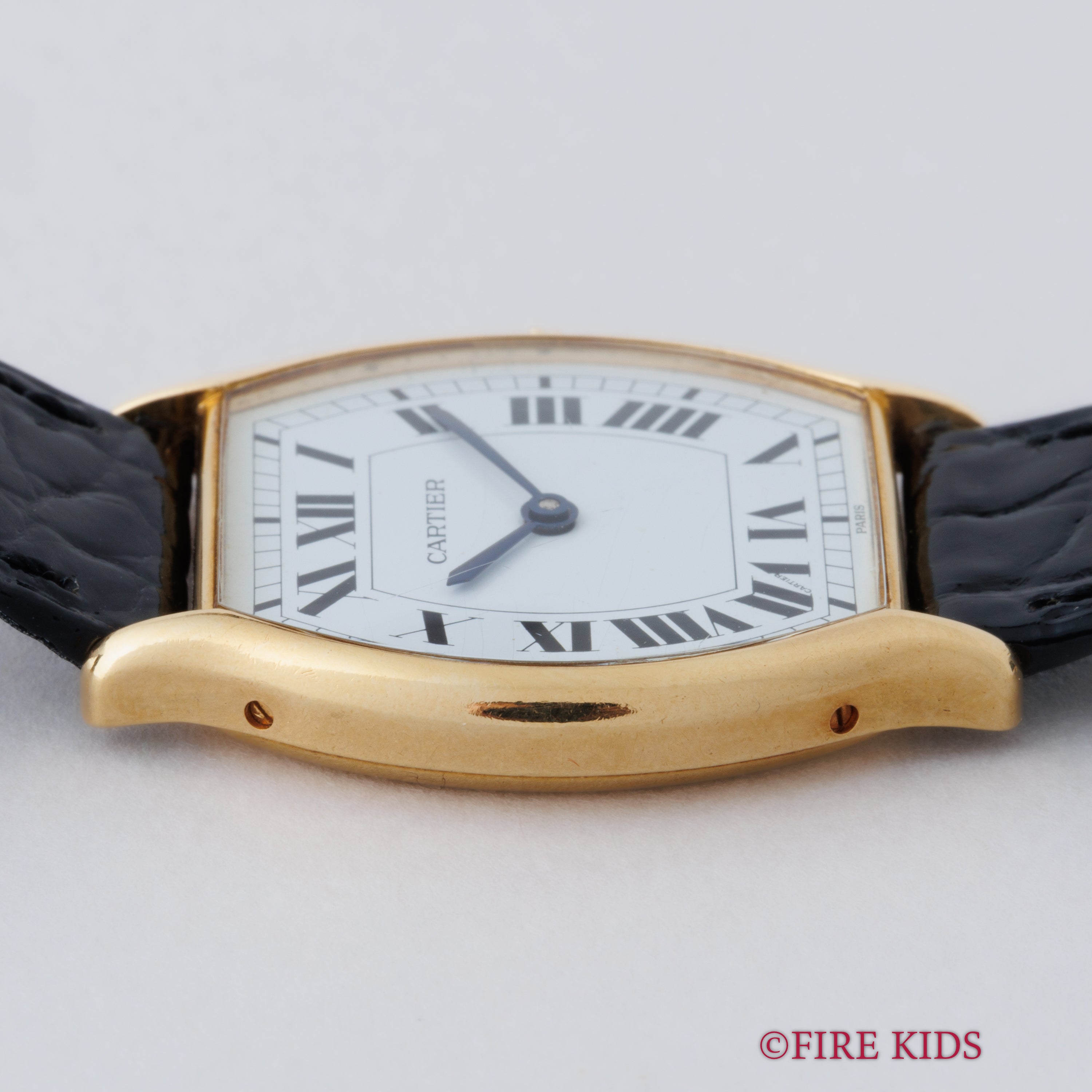 カルティエ トーチュ 18KYG 1980年代製 パリスダイヤル 純正18金無垢Dバックル 純正革ベルト